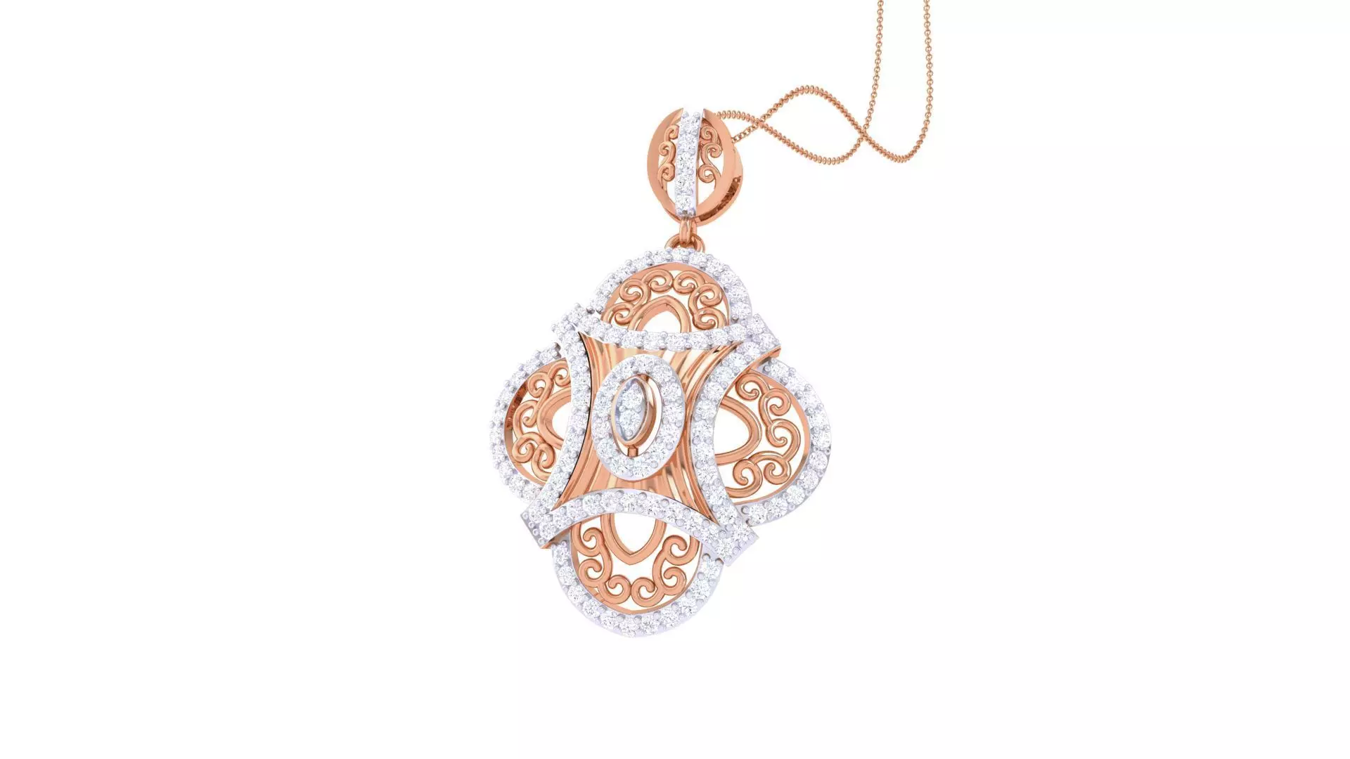 High Jewelry Pendant Earrings Set 3dm stl obj mtl gltf glb 3D print model_0