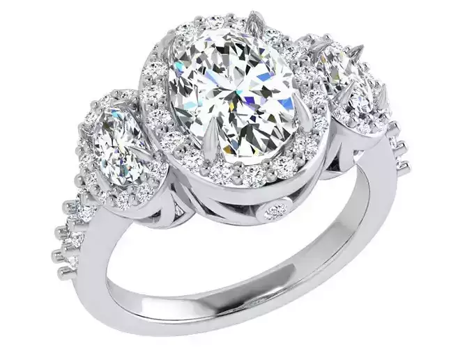 Oval Halo 3 Stone Head 4296