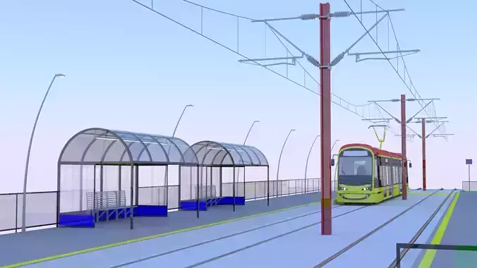 Warsaw tram stop II 3D model