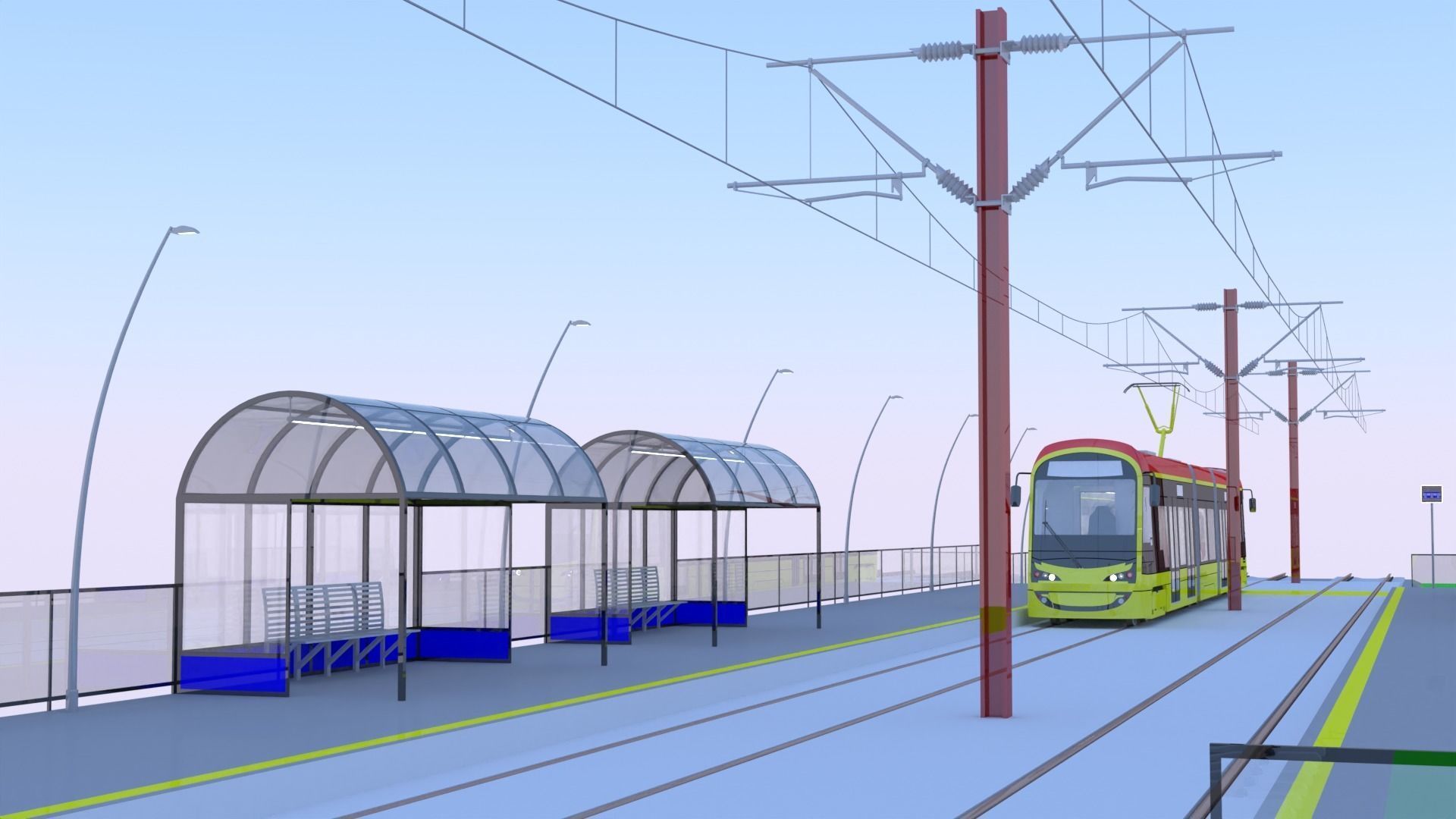 Warsaw tram stop II 3D model CGTrader