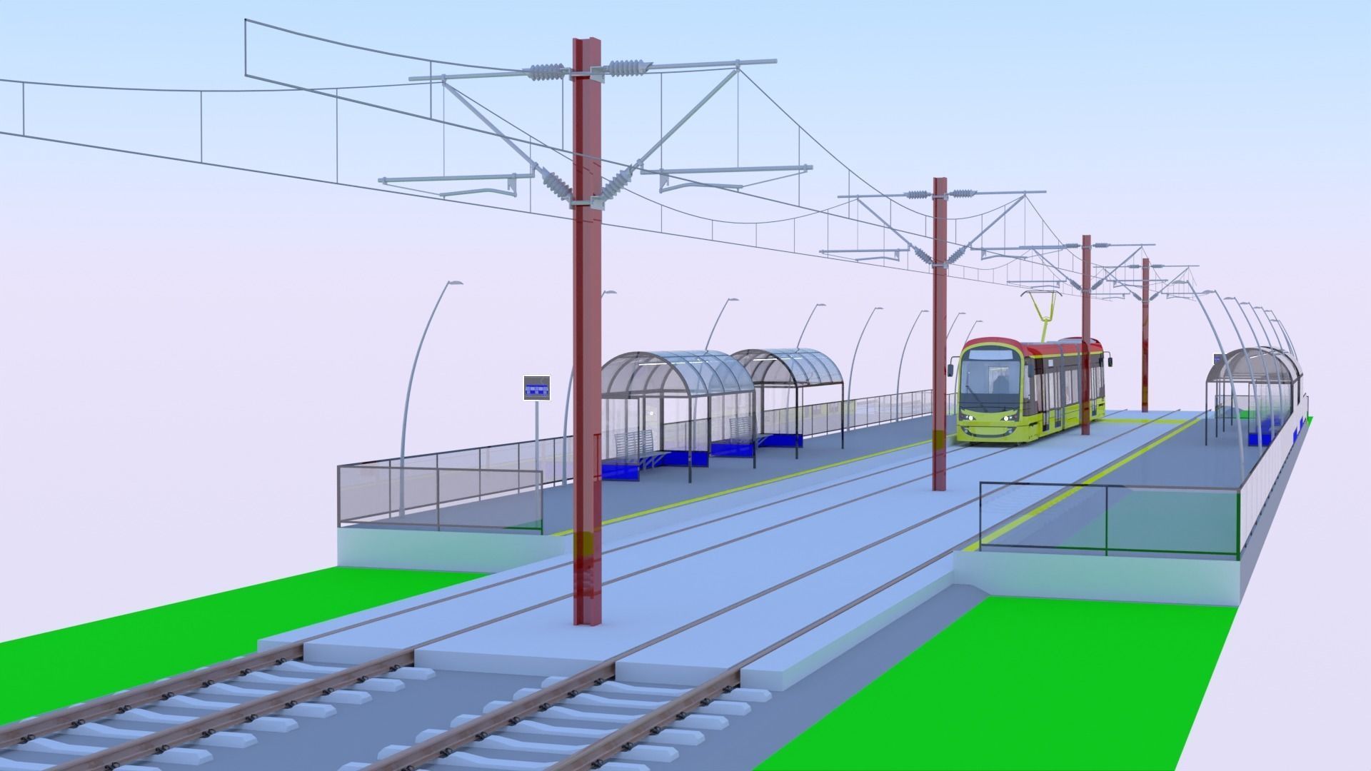 Warsaw tram stop II 3D model_8