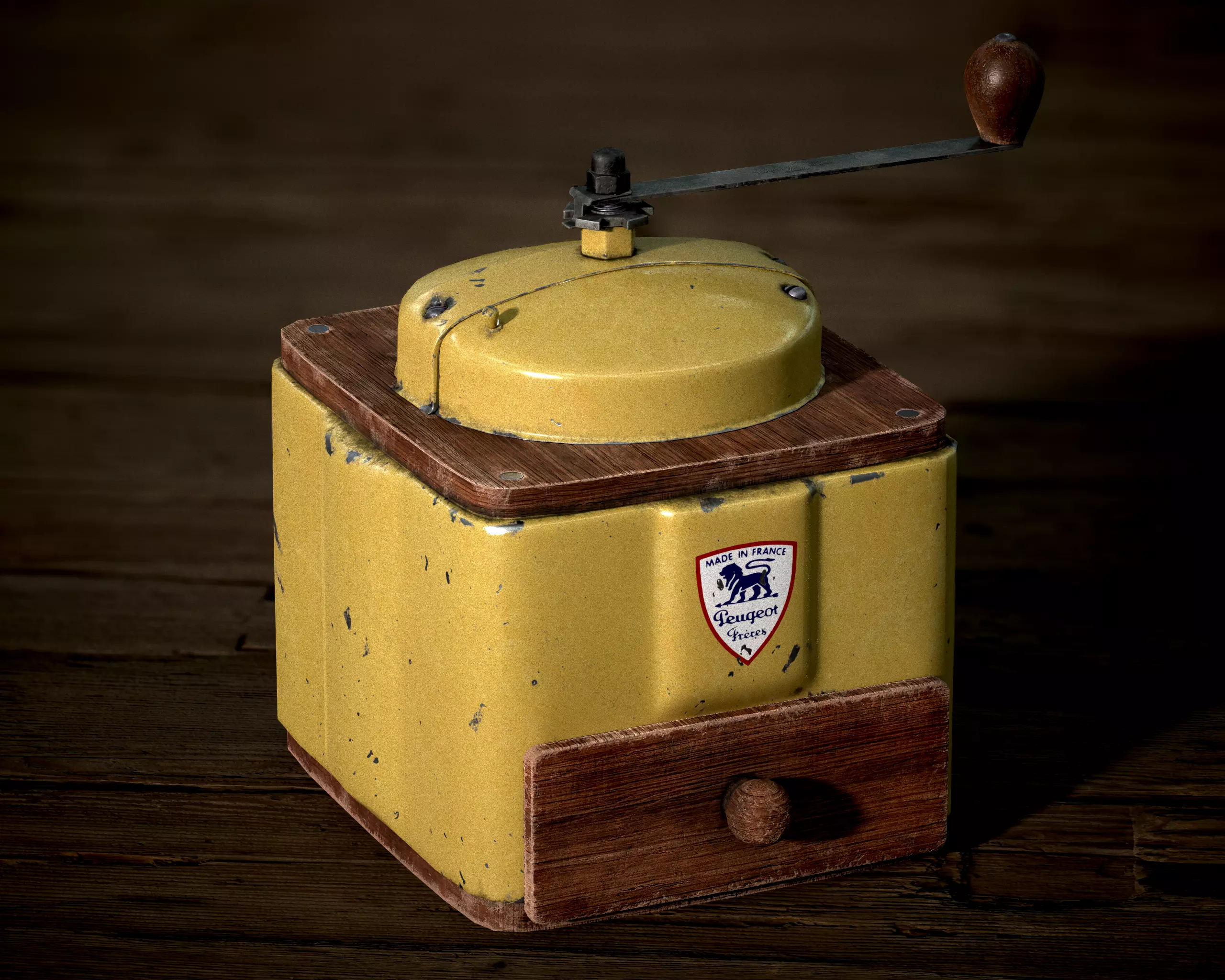 Old Coffee Grinder Peugeot Freres Low-Poly 3D Model Low-poly 3D model_0