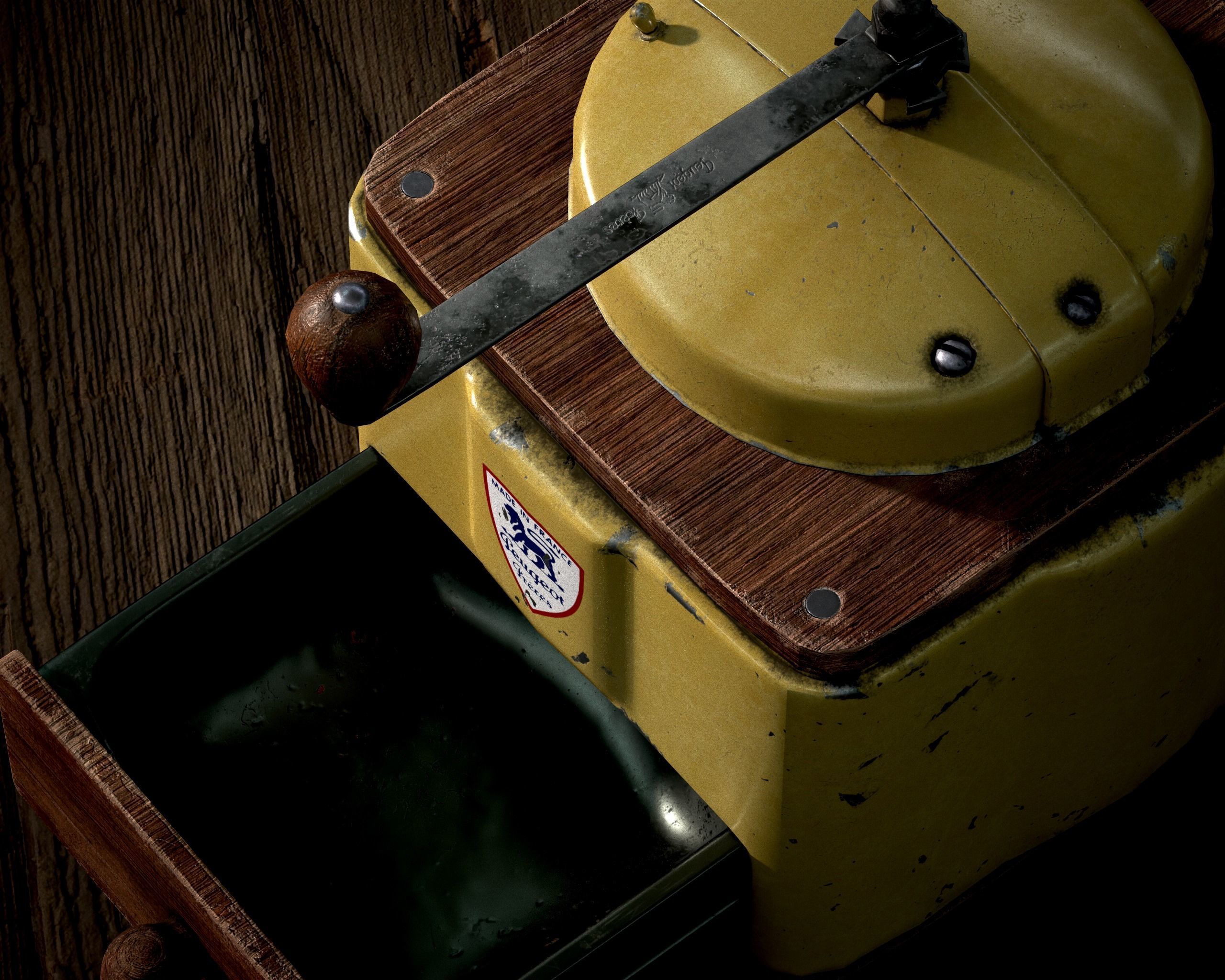 Old Coffee Grinder Peugeot Freres Low-Poly 3D Model Low-poly 3D model_3