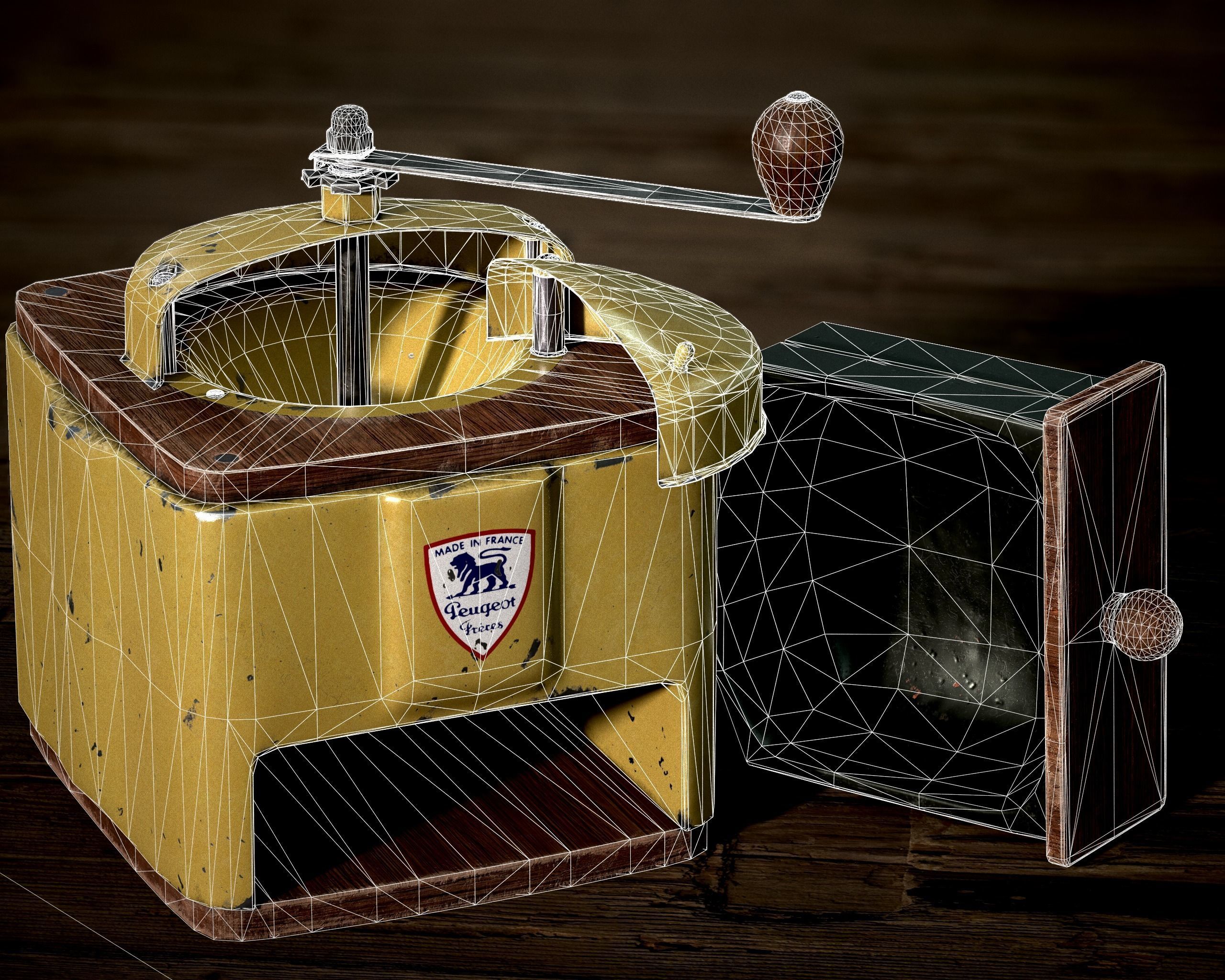 Old Coffee Grinder Peugeot Freres Low-Poly 3D Model Low-poly 3D model_7