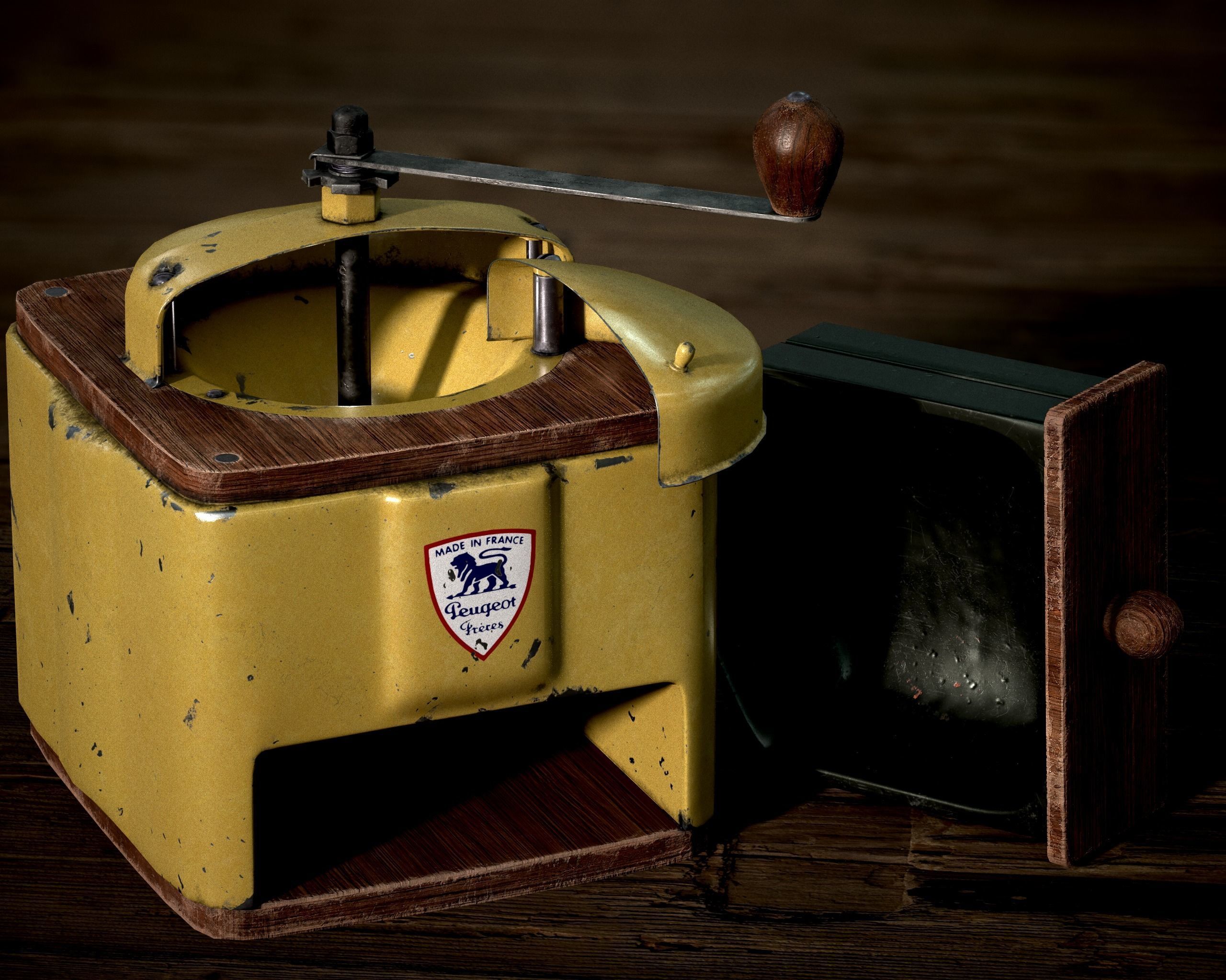 Old Coffee Grinder Peugeot Freres Low-Poly 3D Model Low-poly 3D model_6