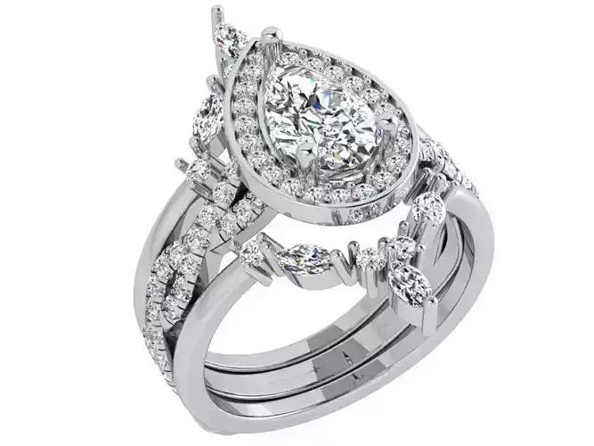 Pear Halo Fashion Ring 4308