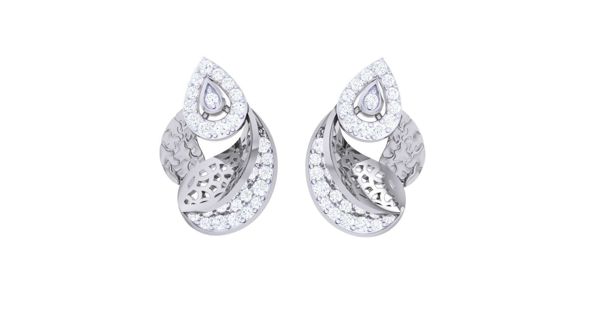 High Jewelry Pendant Earrings Set 3dm stl obj mtl gltf glb 3D print model_7