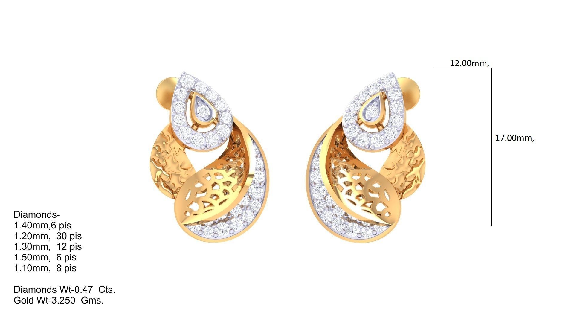 High Jewelry Pendant Earrings Set 3dm stl obj mtl gltf glb 3D print model_3