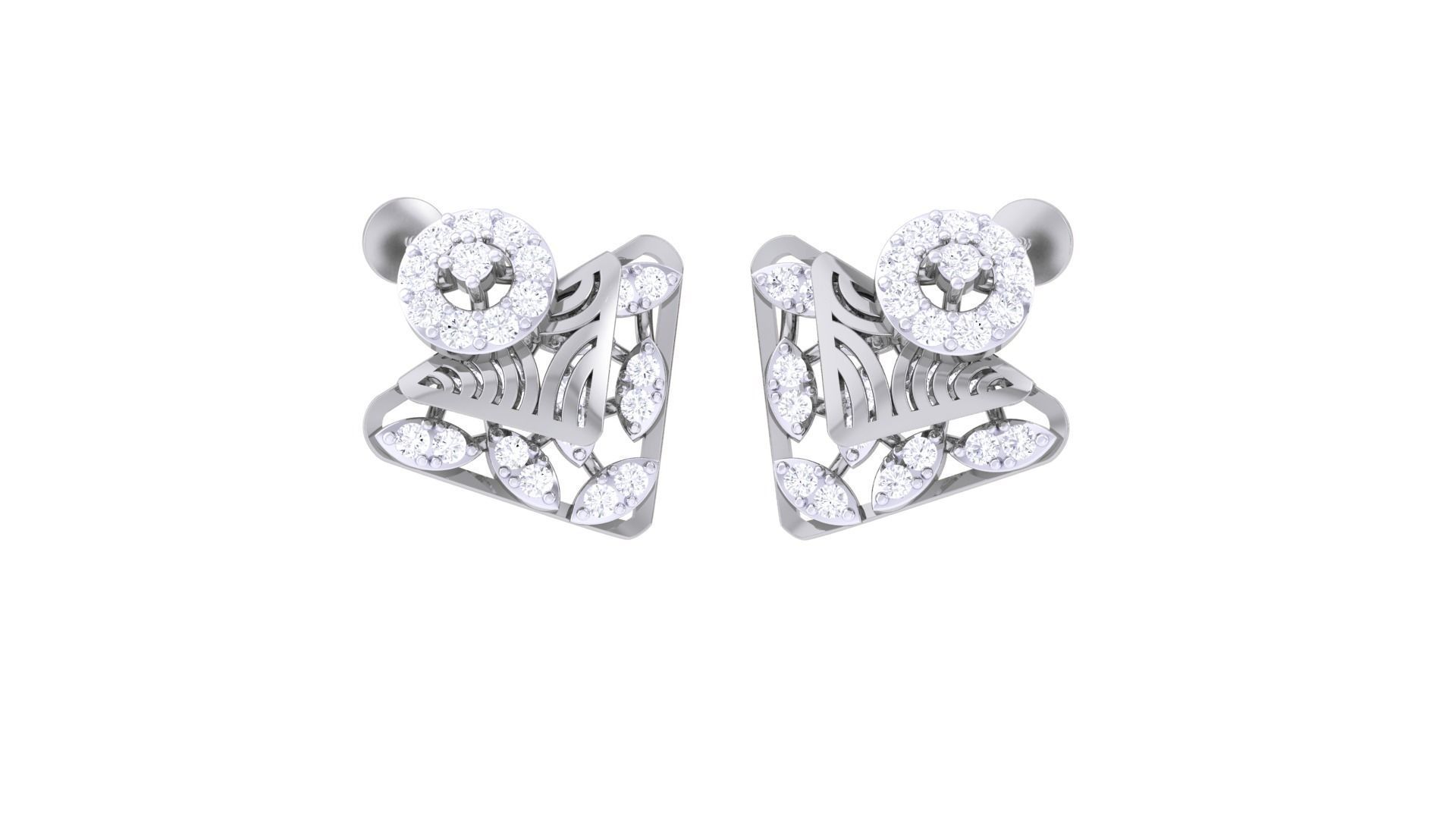 High Jewelry Pendant Earrings Set 3dm stl obj mtl gltf glb 3D print model_3