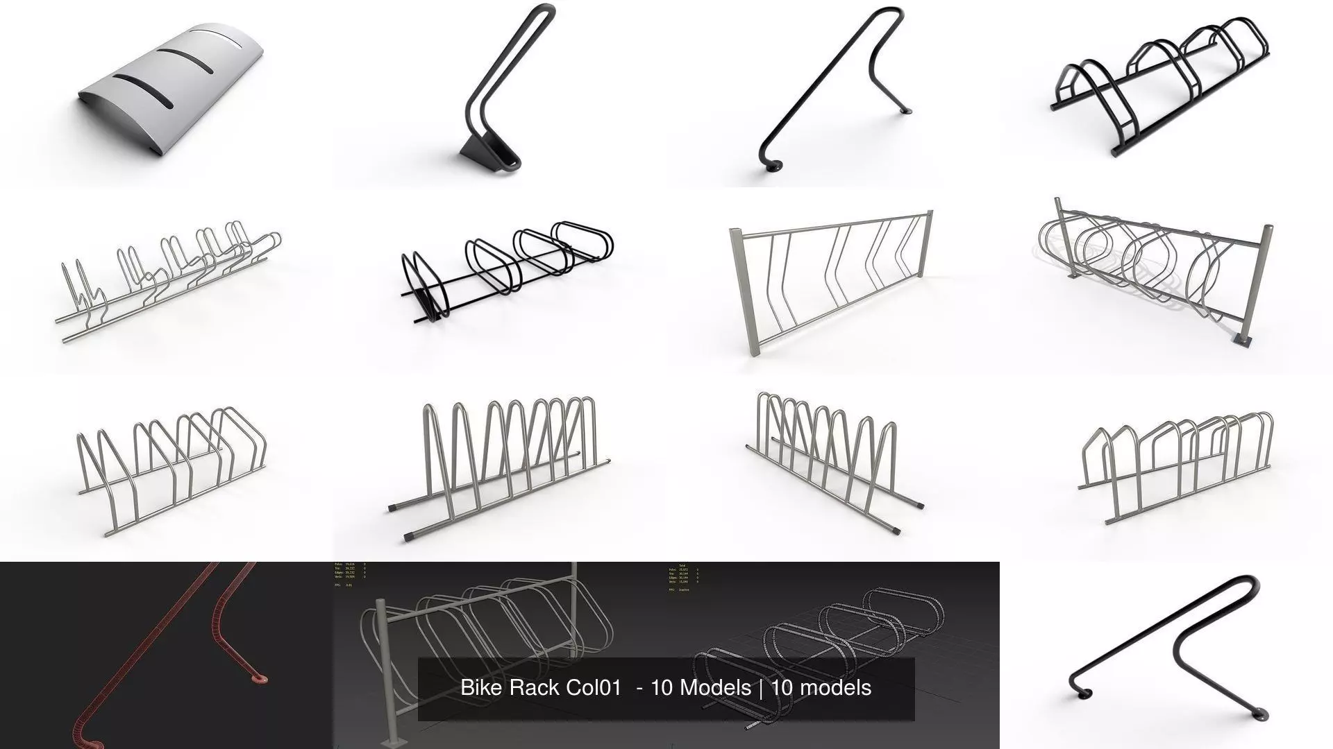 Bike Rack Col01  - 10 Models 3D Model Collection_1