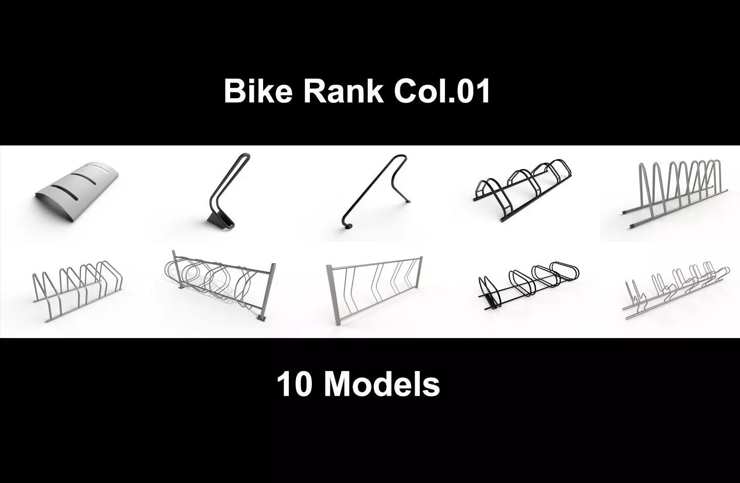 Bike Rack Col01  - 10 Models 3D Model Collection_0