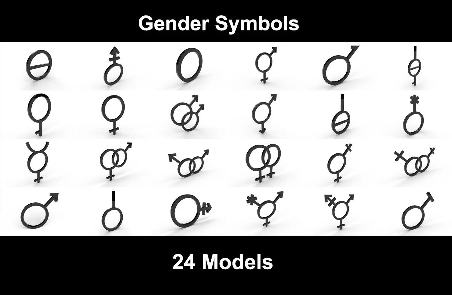 Gender Symbols - 24 Models 3D Model Collection_0