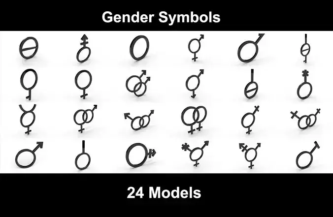 Gender Symbols - 24 Models 3D Model Collection Gender Symbols - 24 Models 3D Model Collection