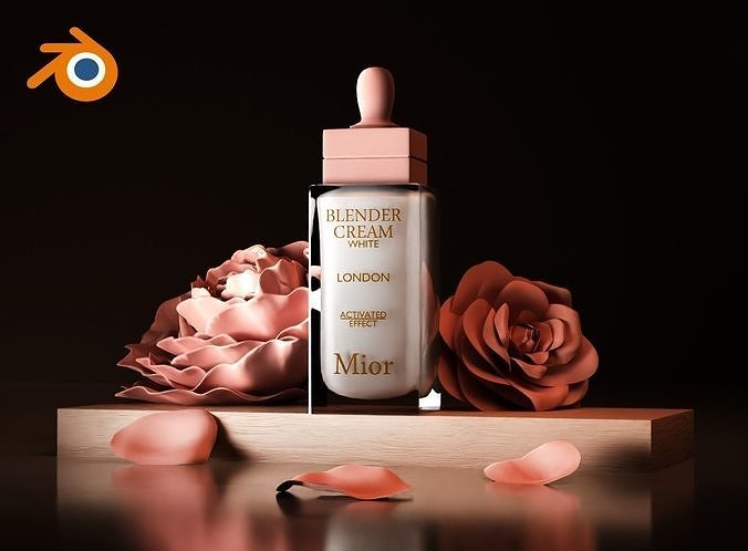 Cream scene 3D Blender product presentation 3D model