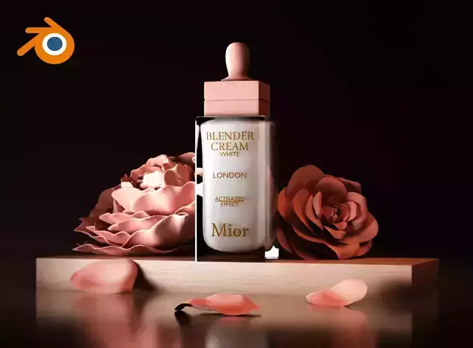 Cream scene 3D Blender product presentation
