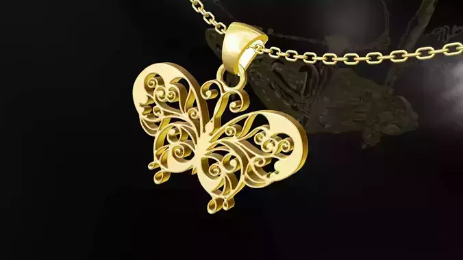 butterfly pendant jewelry gold necklace medallion