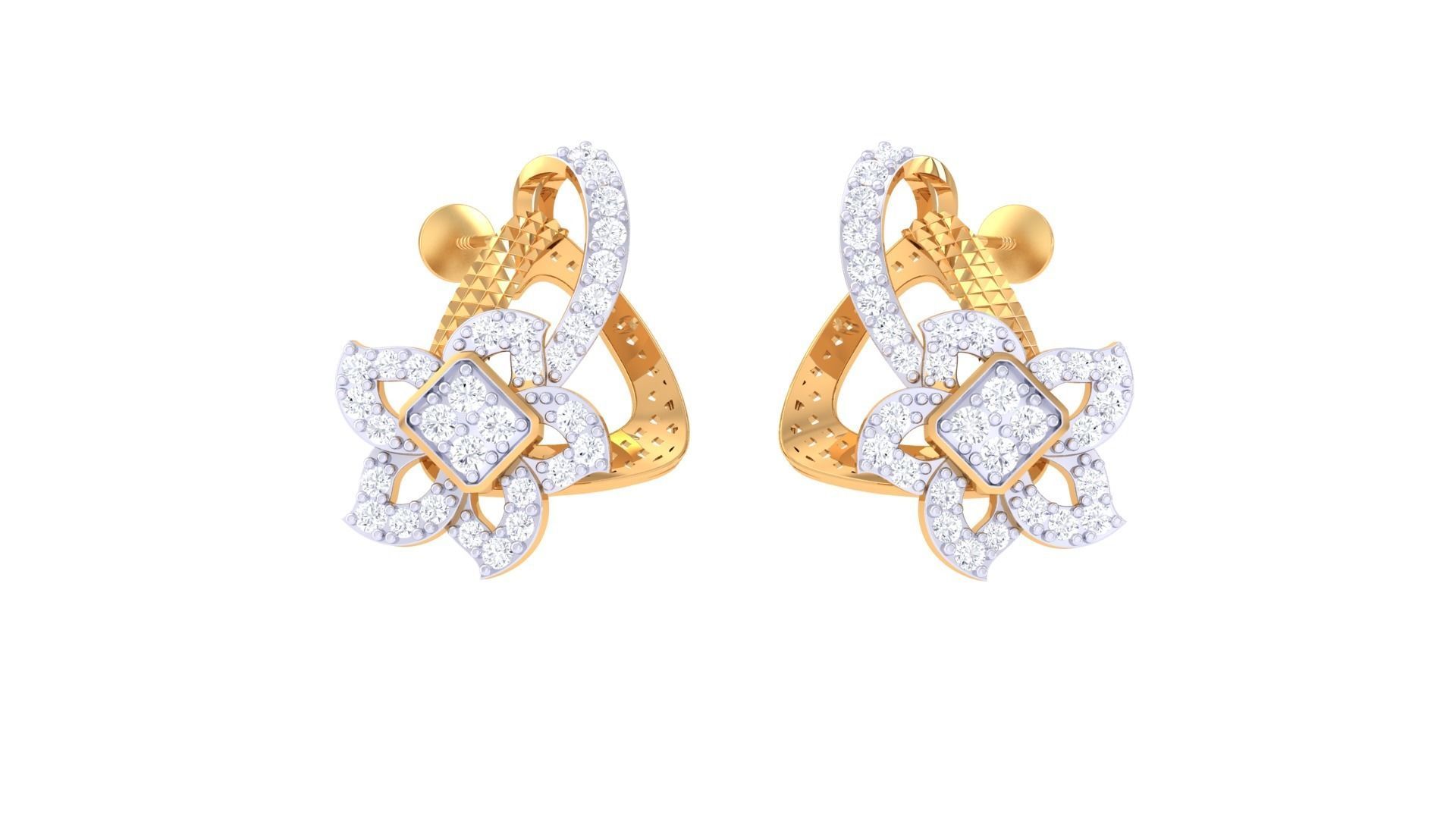 High Jewelry Pendant Earrings Set 3dm stl obj mtl gltf glb 3D print model_4