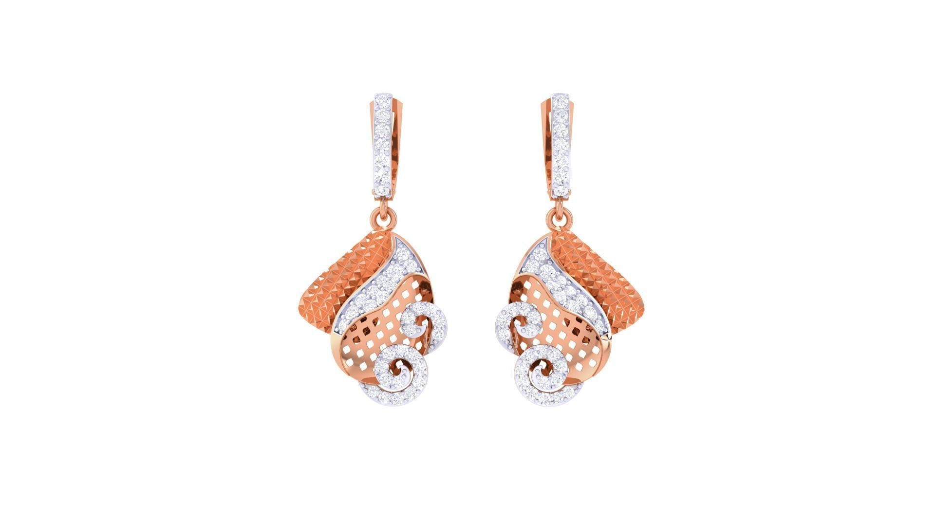 High Jewelry Pendant Earrings Set 3dm stl obj mtl gltf glb 3D print model_8