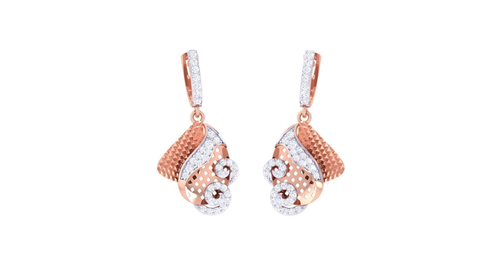 High Jewelry Pendant Earrings Set 3dm stl obj mtl gltf glb 3D print model_1