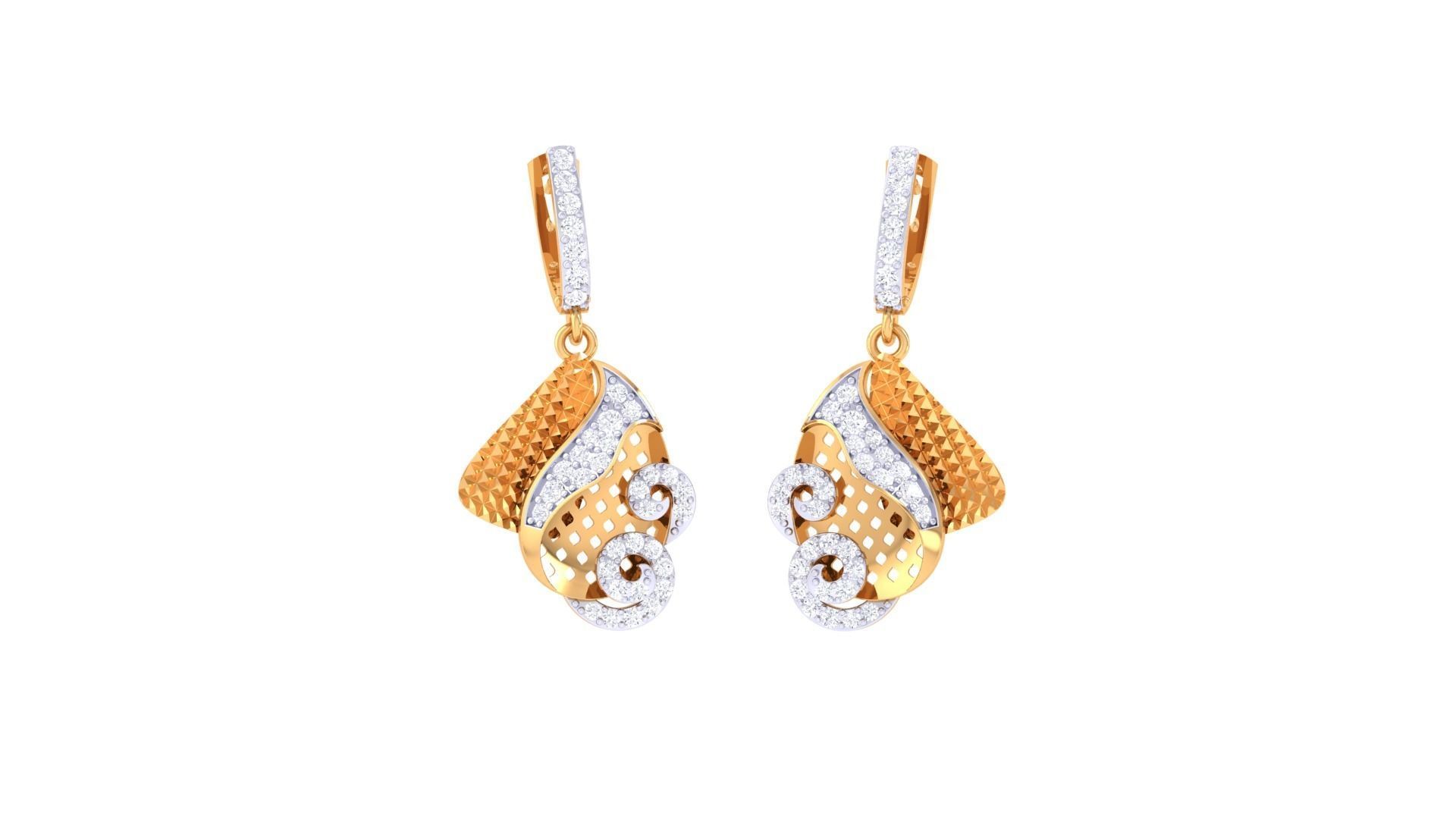 High Jewelry Pendant Earrings Set 3dm stl obj mtl gltf glb 3D print model_3