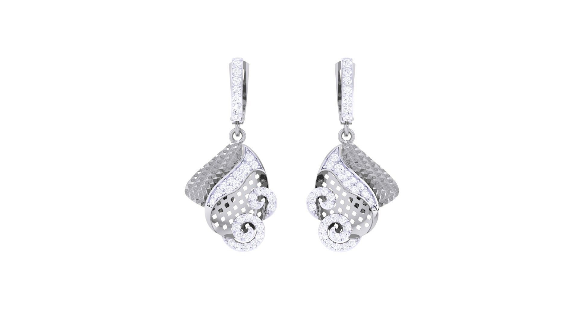 High Jewelry Pendant Earrings Set 3dm stl obj mtl gltf glb 3D print model_7