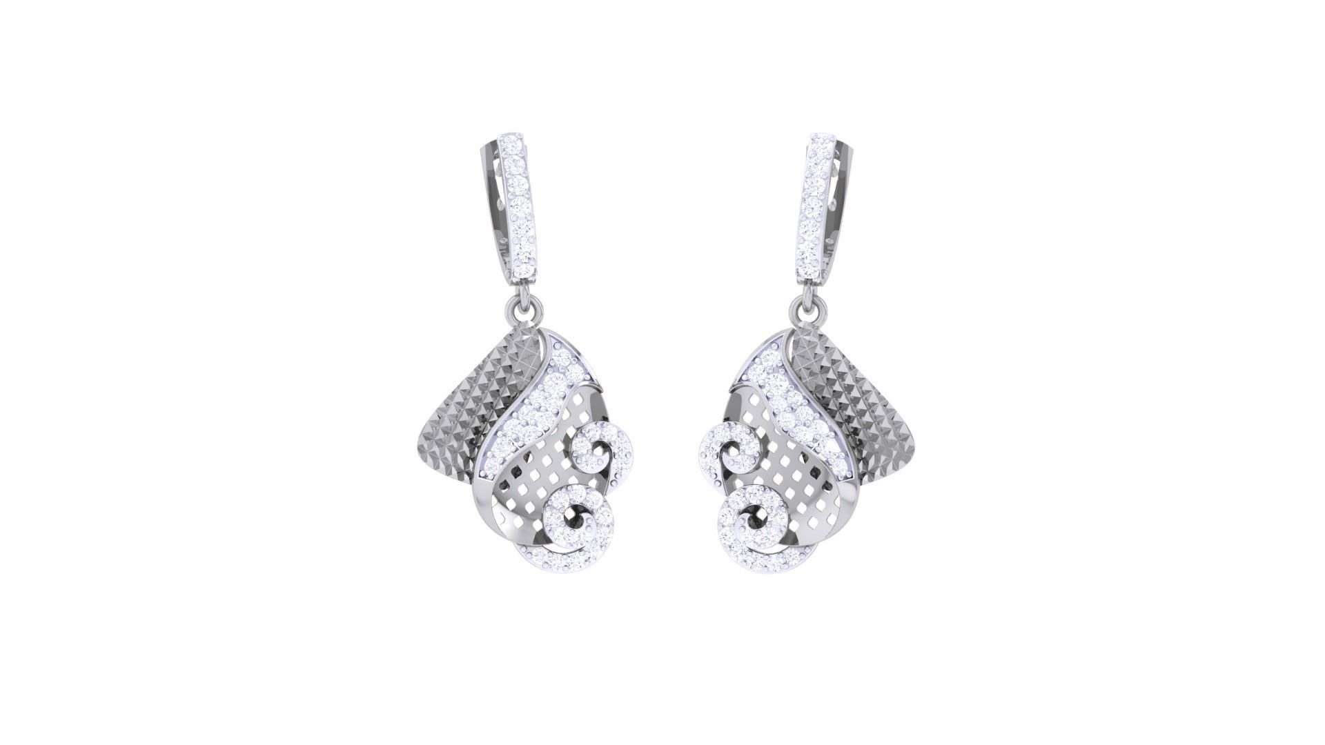 High Jewelry Pendant Earrings Set 3dm stl obj mtl gltf glb 3D print model_4