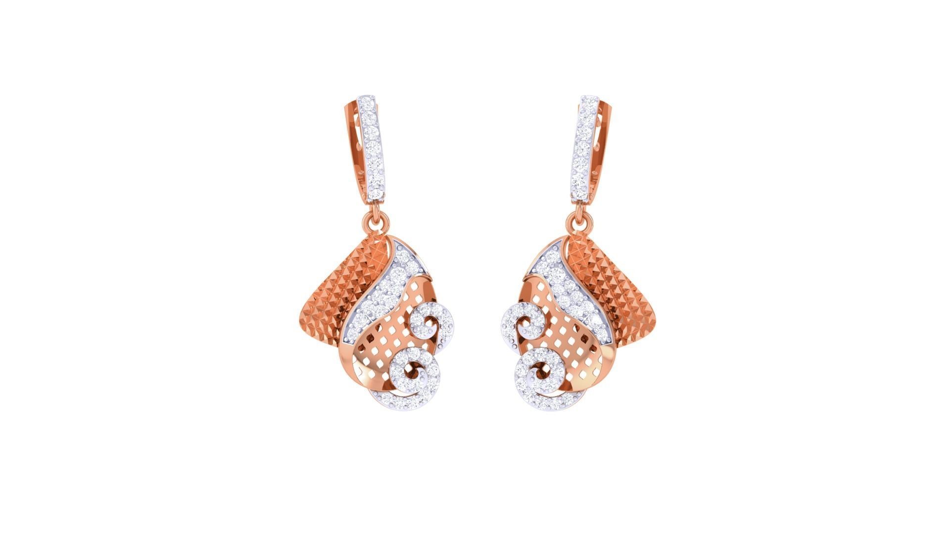 High Jewelry Pendant Earrings Set 3dm stl obj mtl gltf glb 3D print model_5