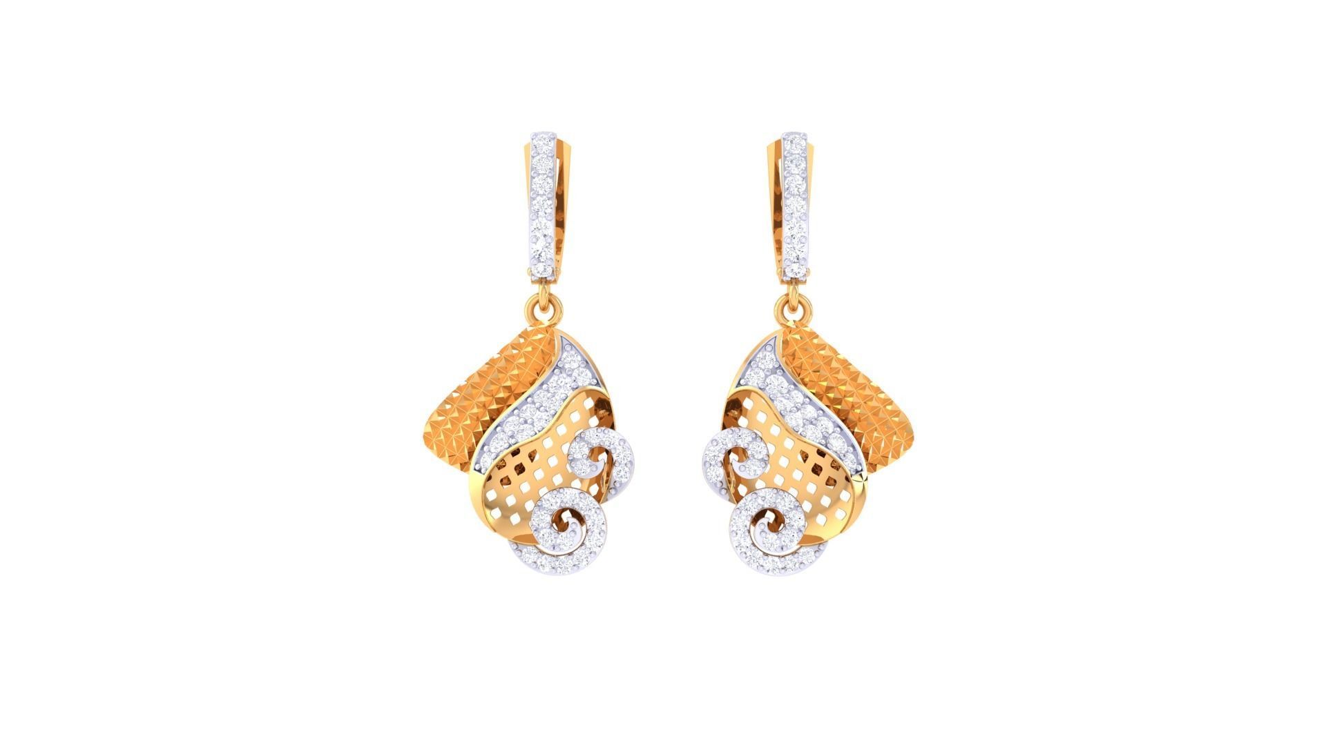 High Jewelry Pendant Earrings Set 3dm stl obj mtl gltf glb 3D print model_6