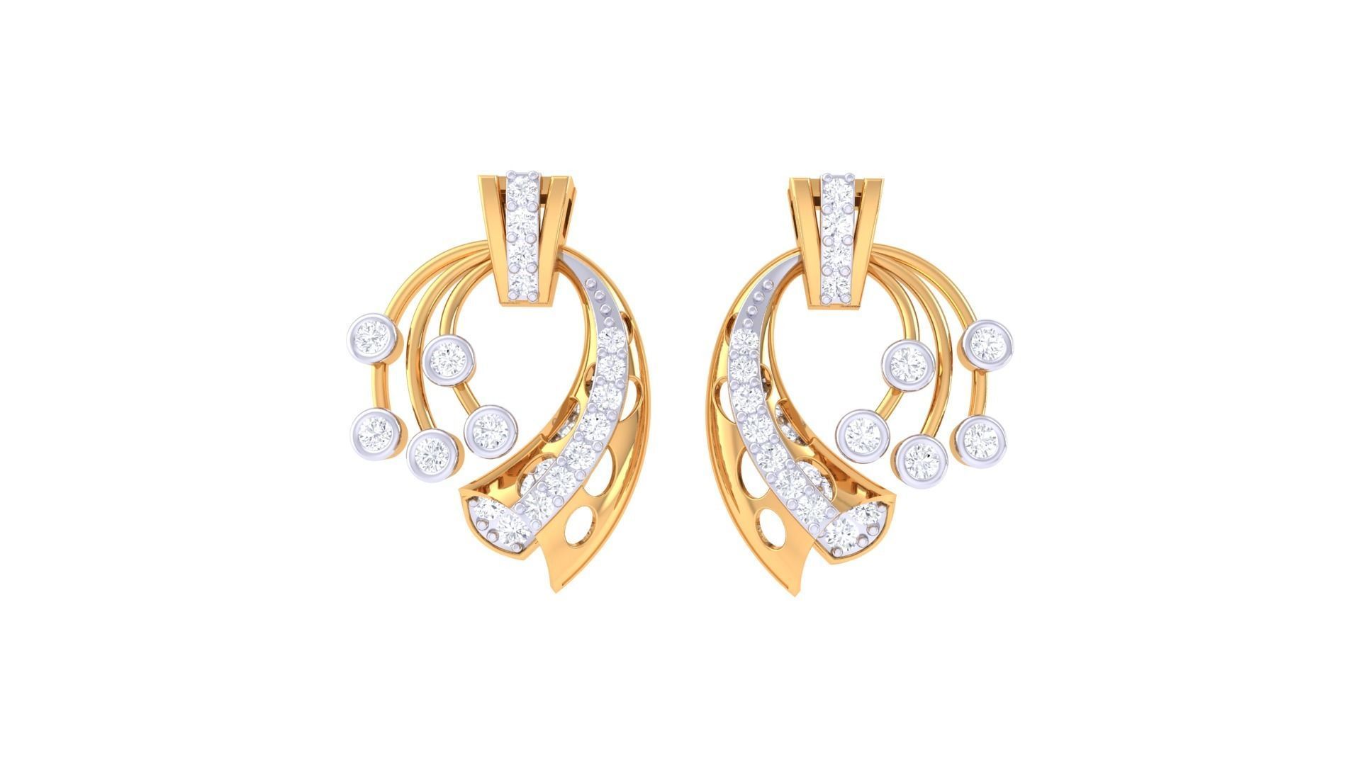 High Jewelry Pendant Earrings Set 3dm stl obj mtl gltf glb 3D print model_6