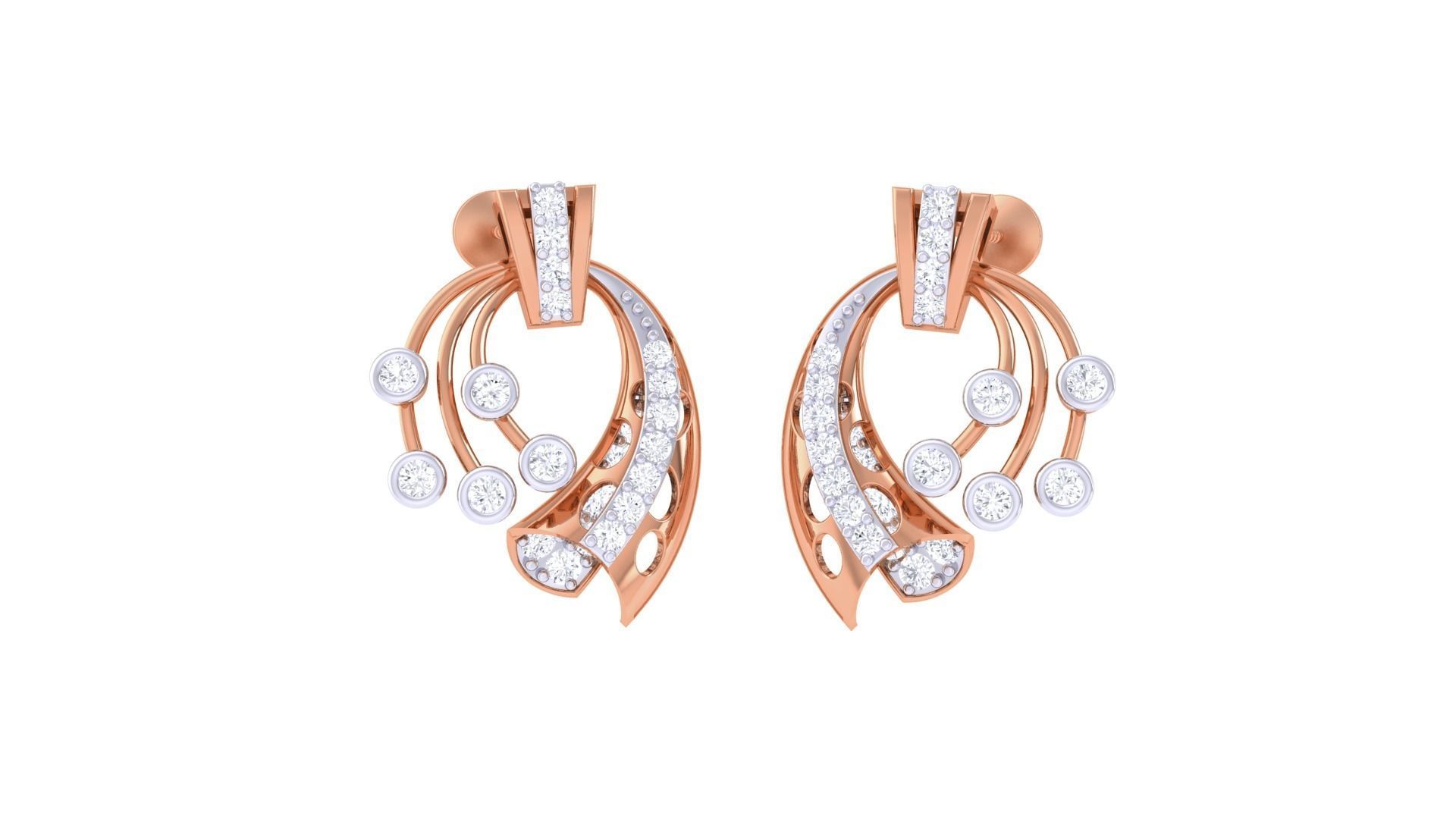 High Jewelry Pendant Earrings Set 3dm stl obj mtl gltf glb 3D print model_1