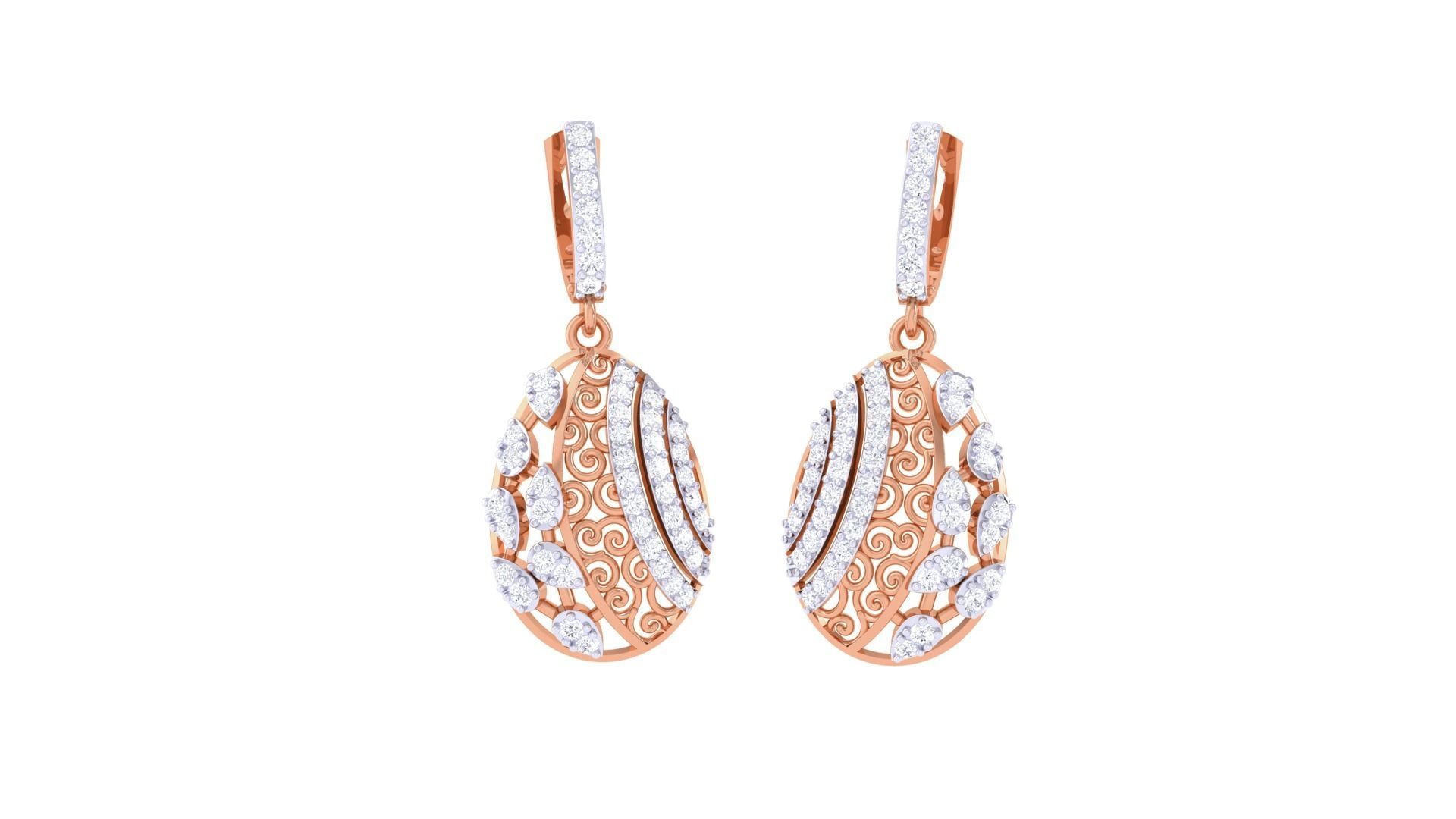 High Jewelry Pendant Earrings Set 3dm stl obj mtl gltf glb 3D print model_5