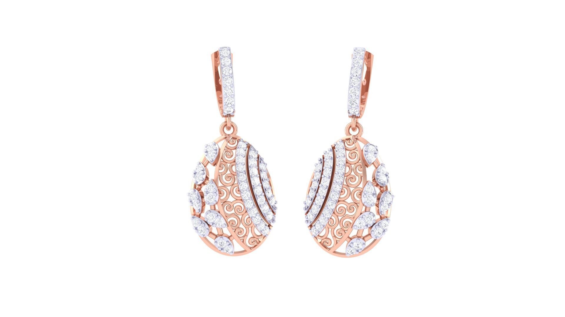 High Jewelry Pendant Earrings Set 3dm stl obj mtl gltf glb 3D print model_1