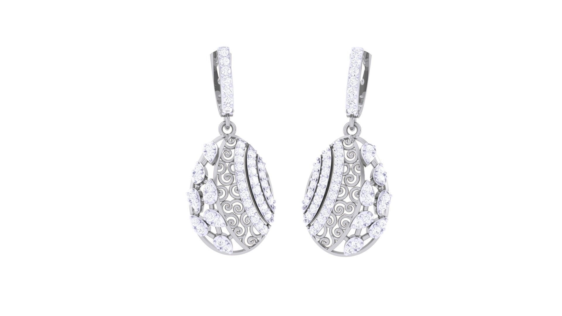 High Jewelry Pendant Earrings Set 3dm stl obj mtl gltf glb 3D print model_4