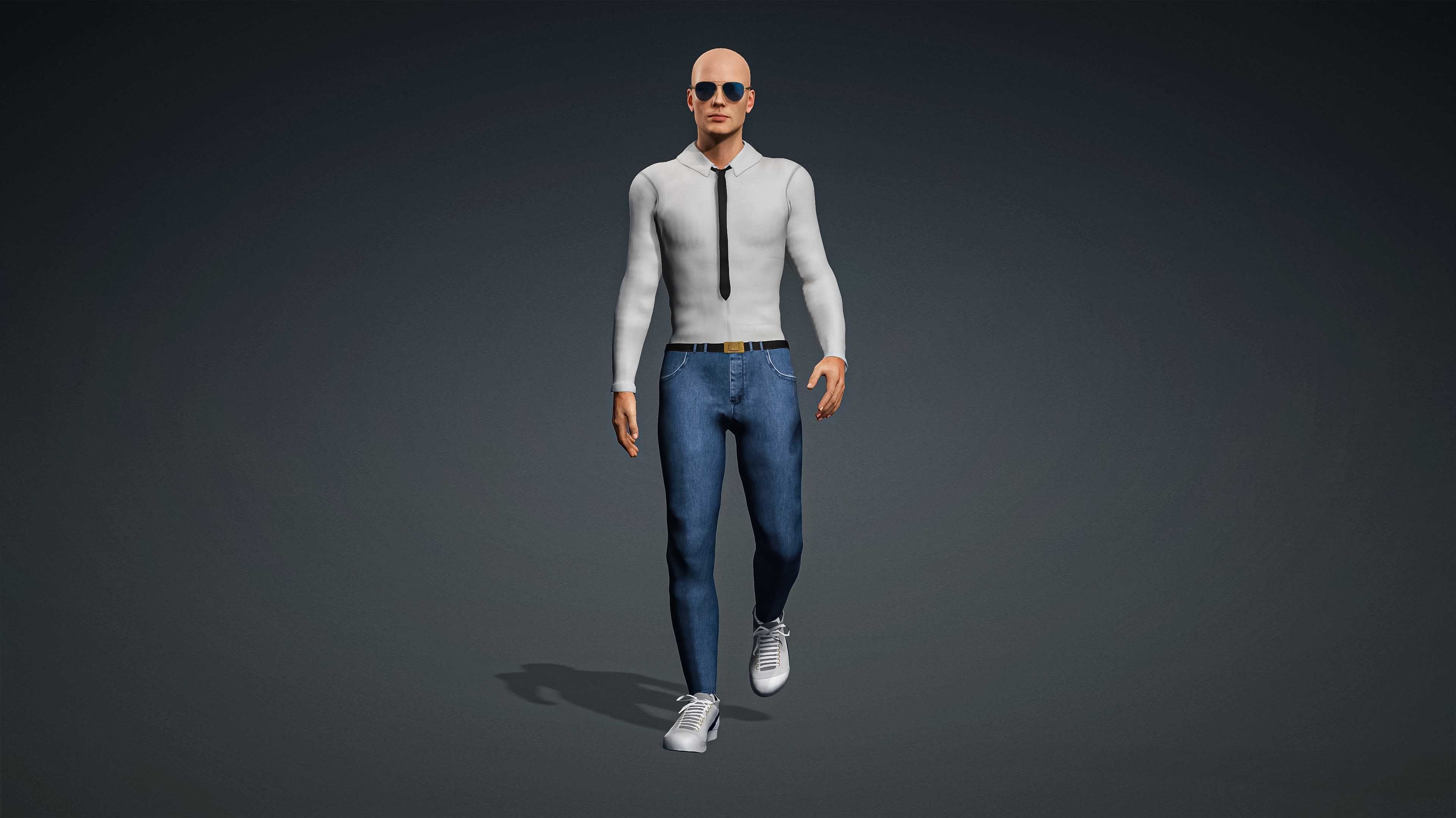 High Quality Realistic Male Shirt Tie Semi Formal Low-poly 3D model_2