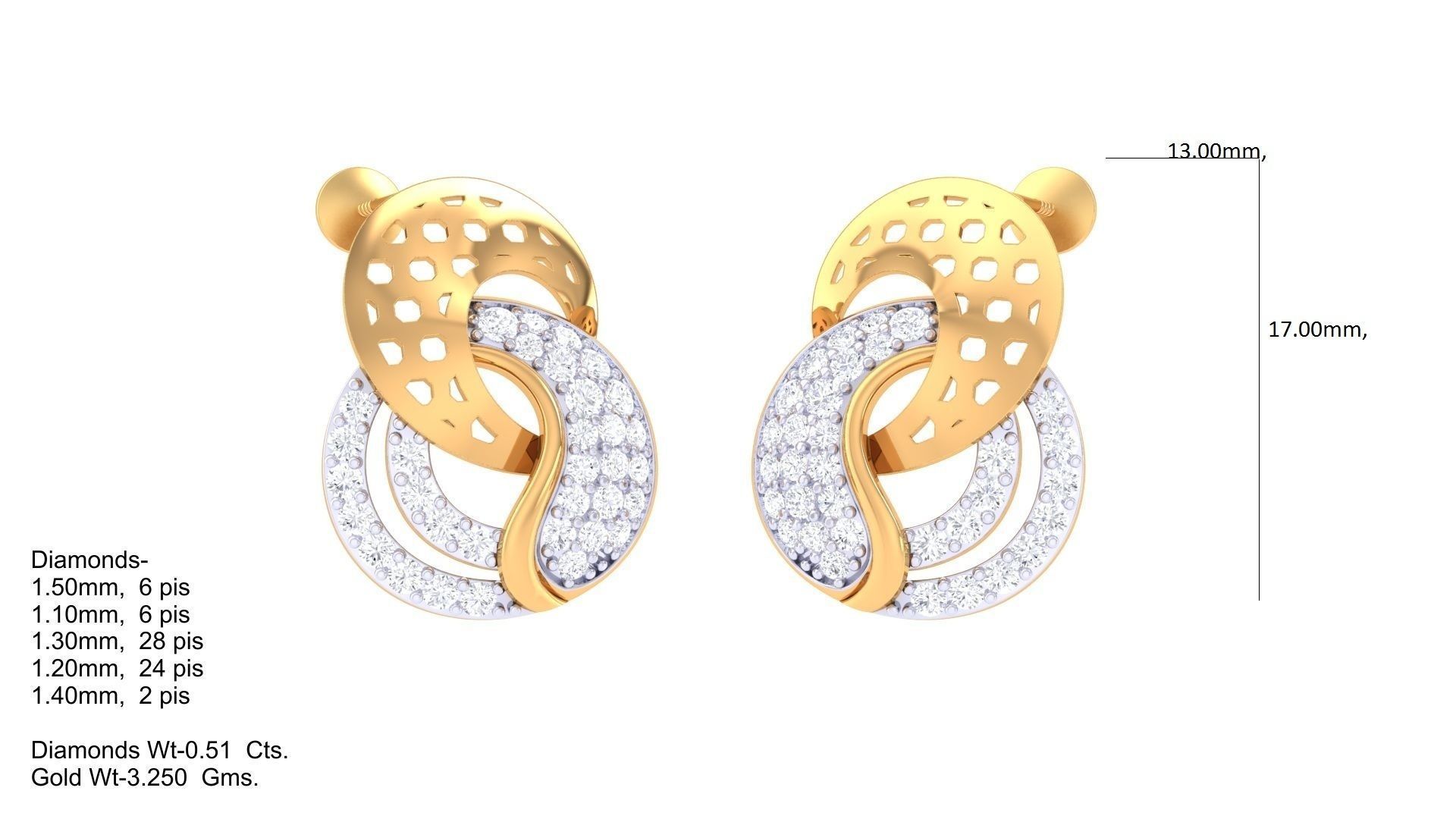 High Jewelry Pendant Earrings Set 3dm stl obj mtl gltf glb 3D print model_2