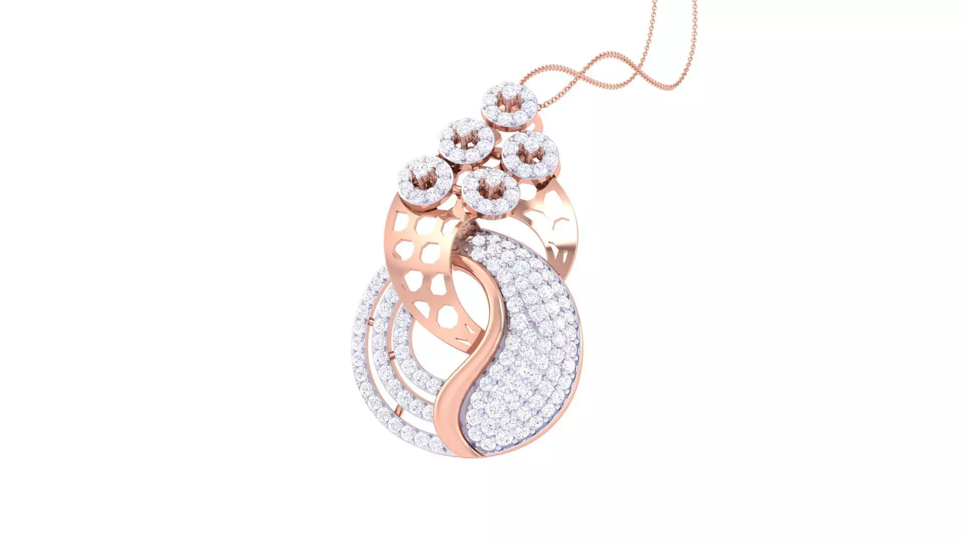 High Jewelry Pendant Earrings Set 3dm stl obj mtl gltf glb 3D print model_0