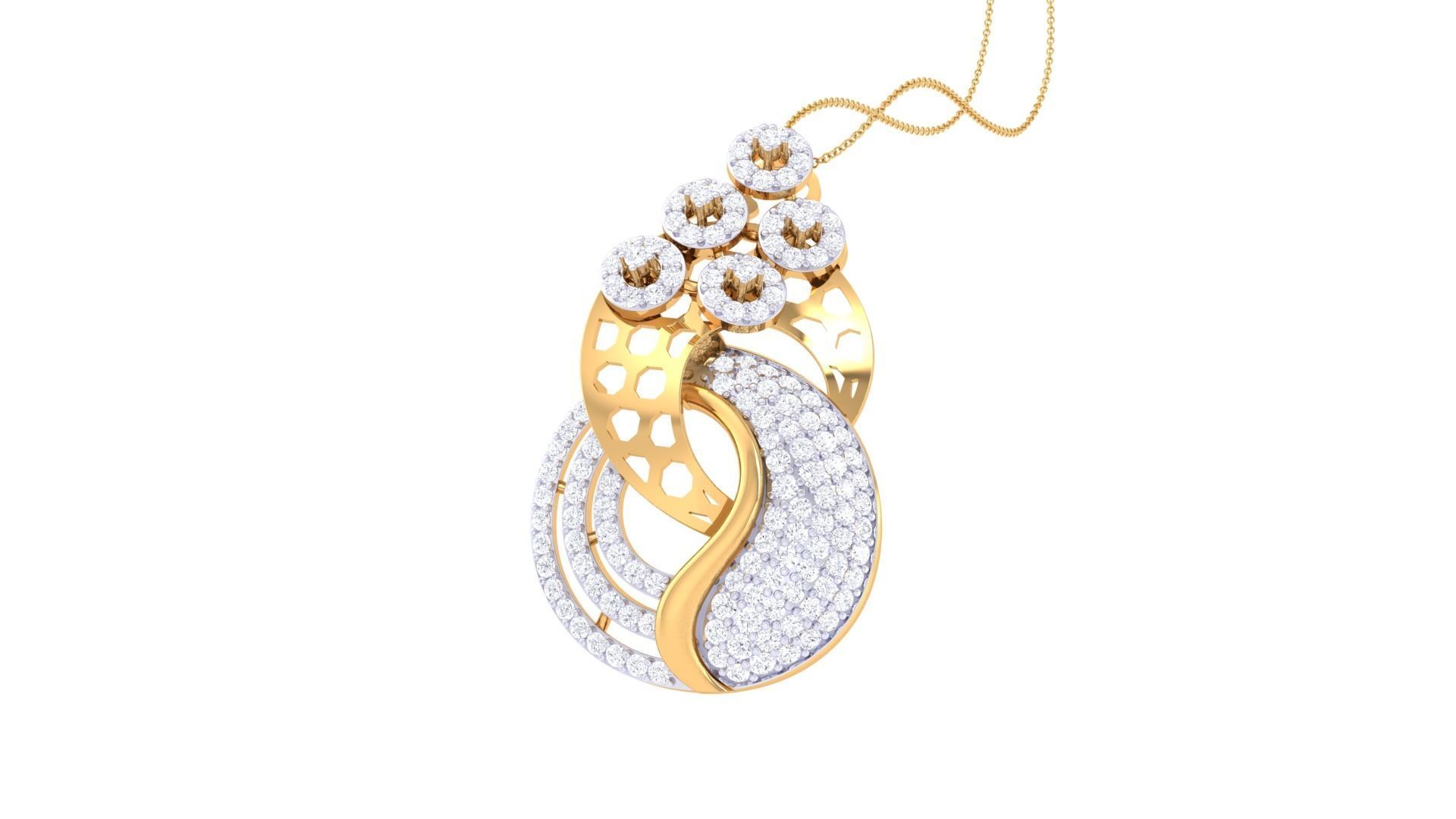 High Jewelry Pendant Earrings Set 3dm stl obj mtl gltf glb 3D print model_13