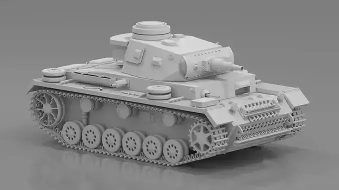 Panzer III Military Tank Low-poly 3D model