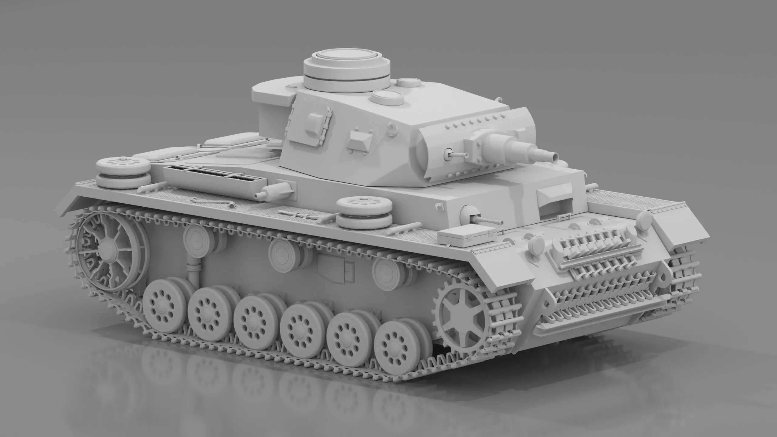 Panzer III Military Tank Low-poly 3D model_0