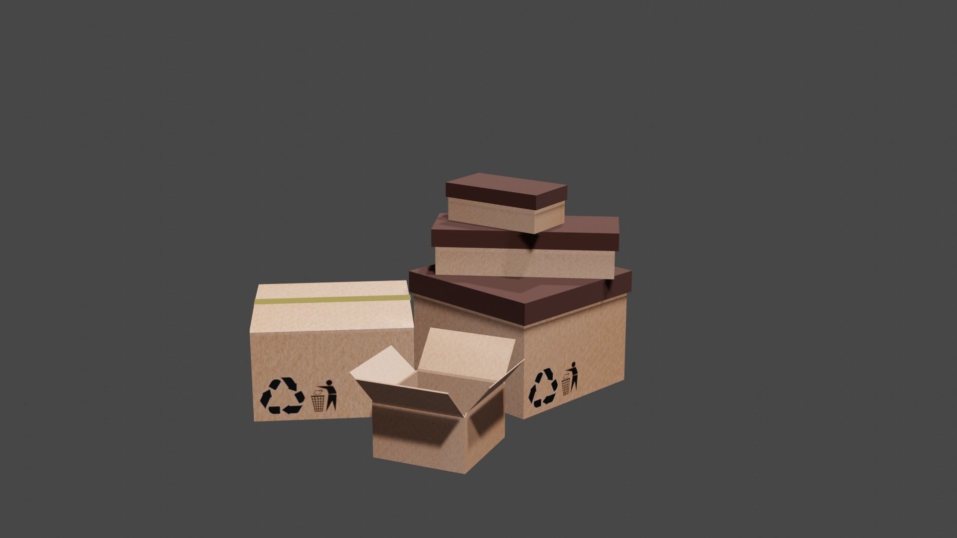 Cardboard Boxes - Object for game Interior 3D model_1