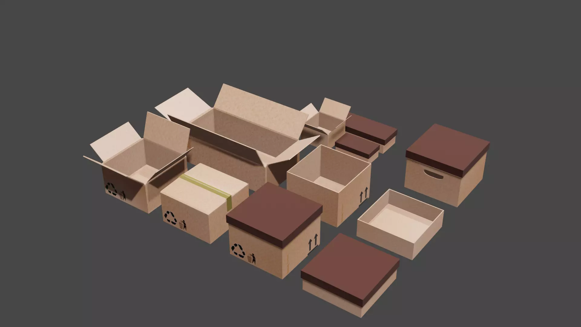 Cardboard Boxes - Object for game Interior 3D model_0