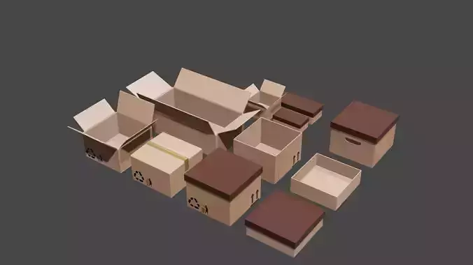 Cardboard Boxes - Object for game Interior 3D model