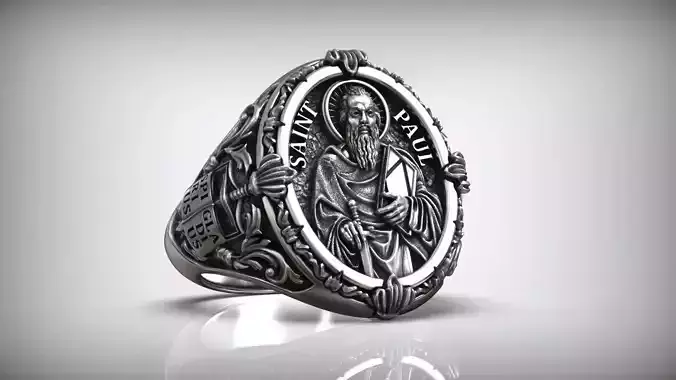 Saint Paul Apostle Sword and Bible Symbol Christian Signet 3D print model