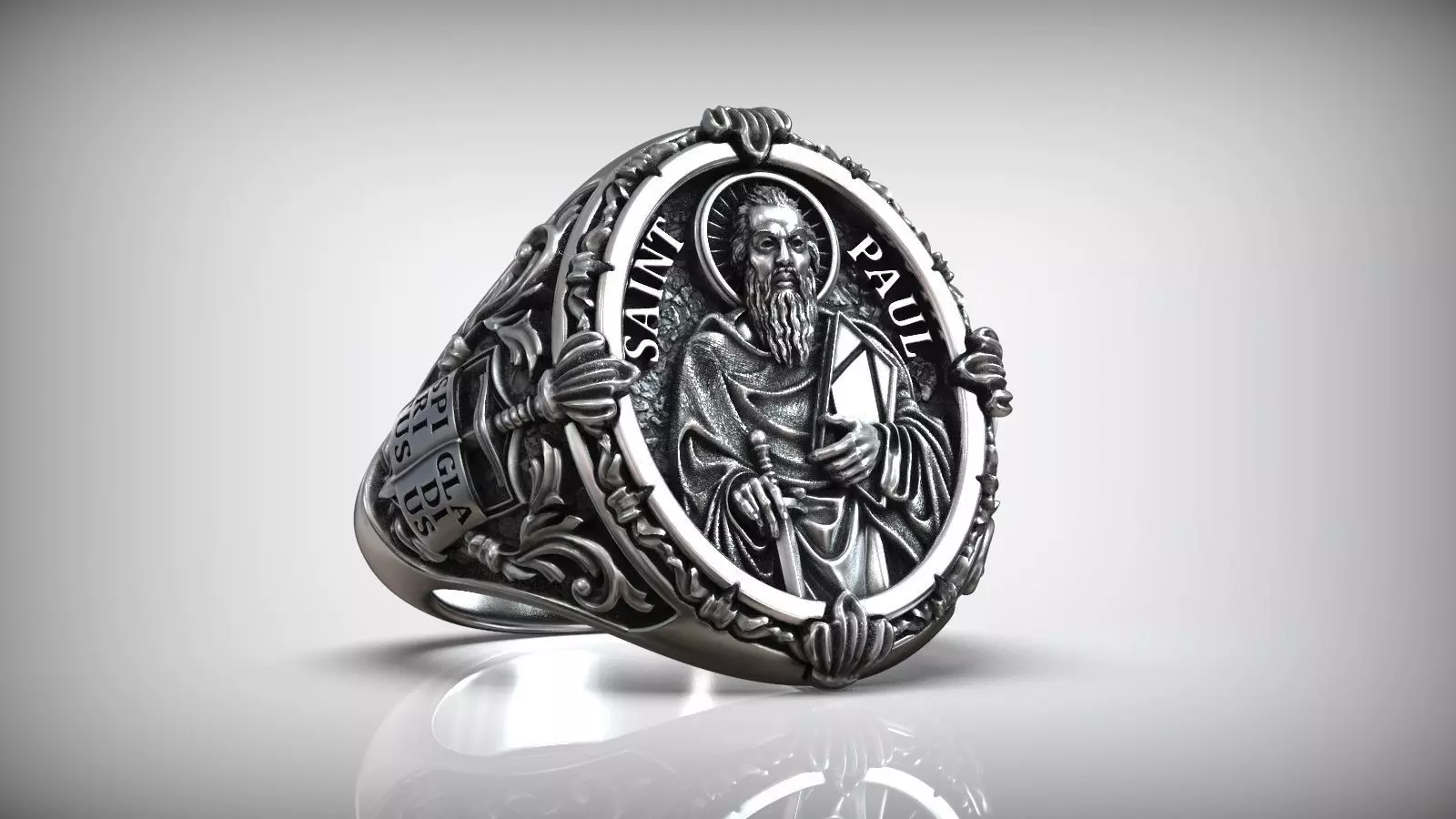 Saint Paul Apostle Sword and Bible Symbol Christian Signet 3D print model_0