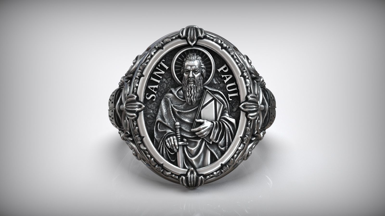 Saint Paul Apostle Sword and Bible Symbol Christian Signet 3D print model_1