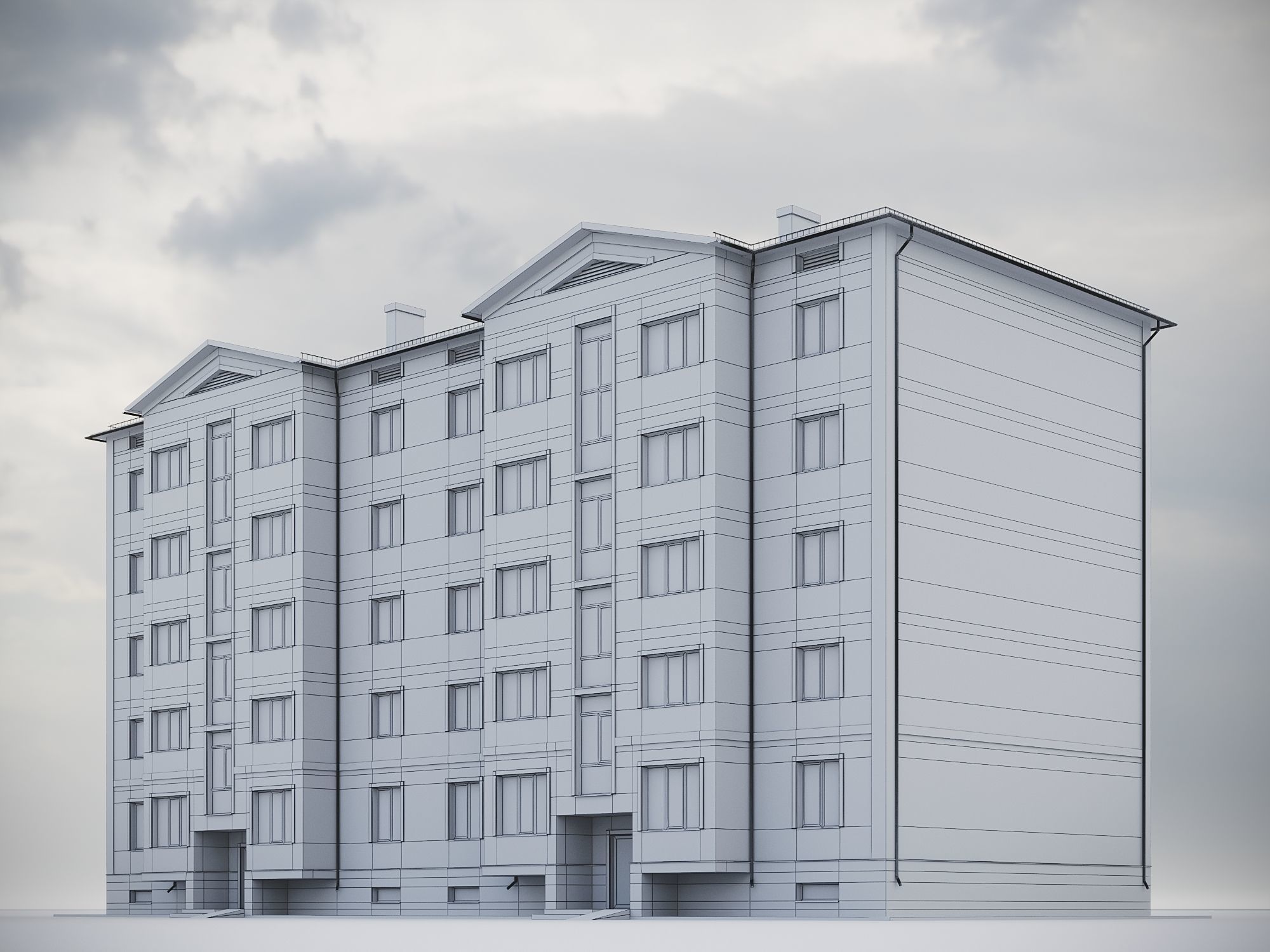 Brick Residential Building 011 3D model_11