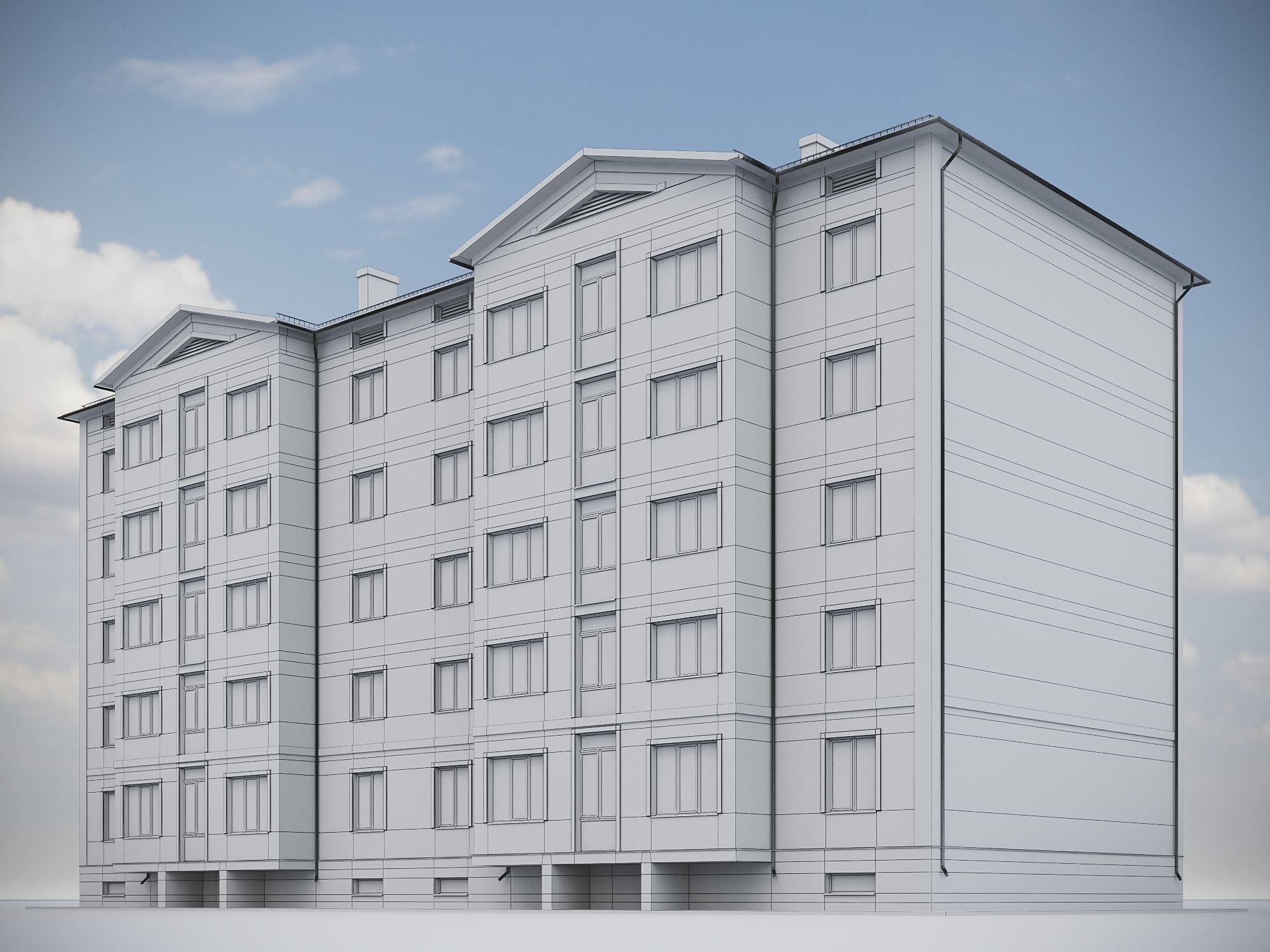 Brick Residential Building 011 3D model_17