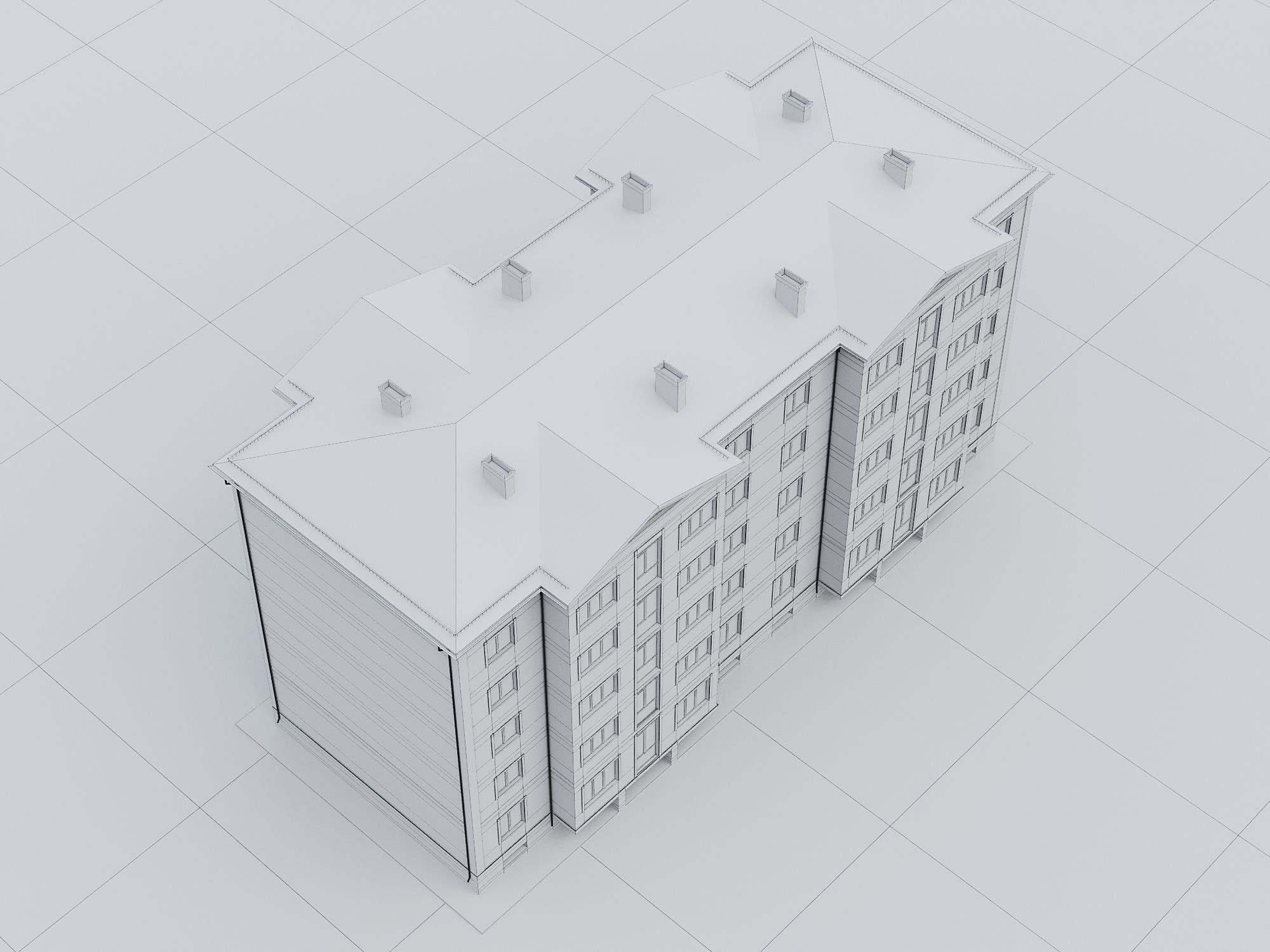 Brick Residential Building 011 3D model_12