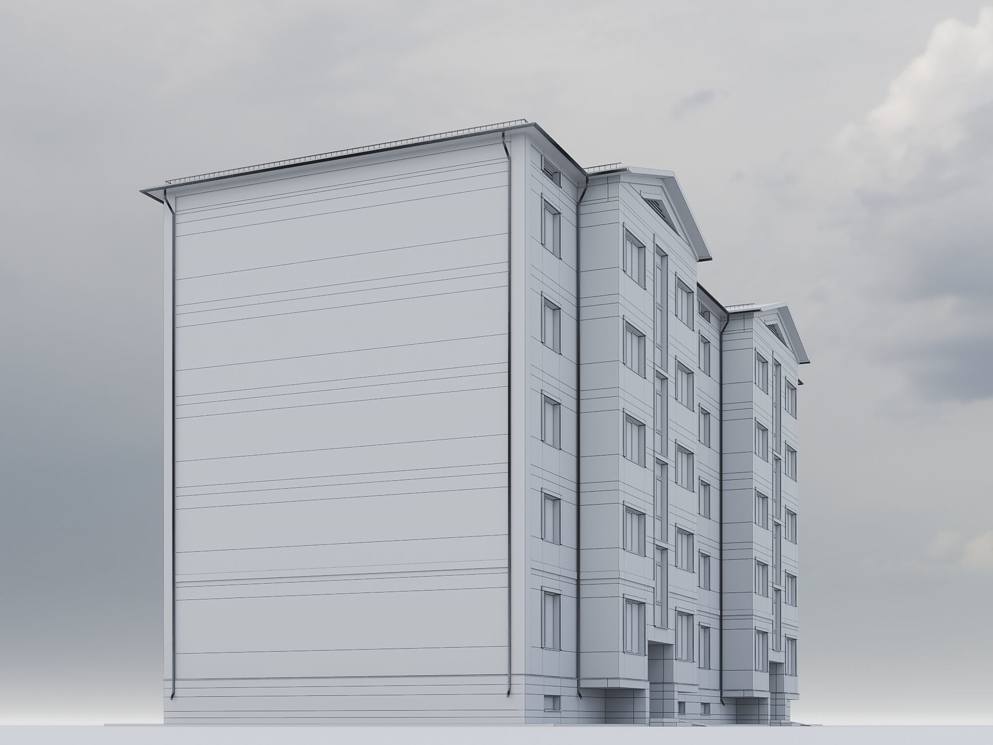 Brick Residential Building 011 3D model_19