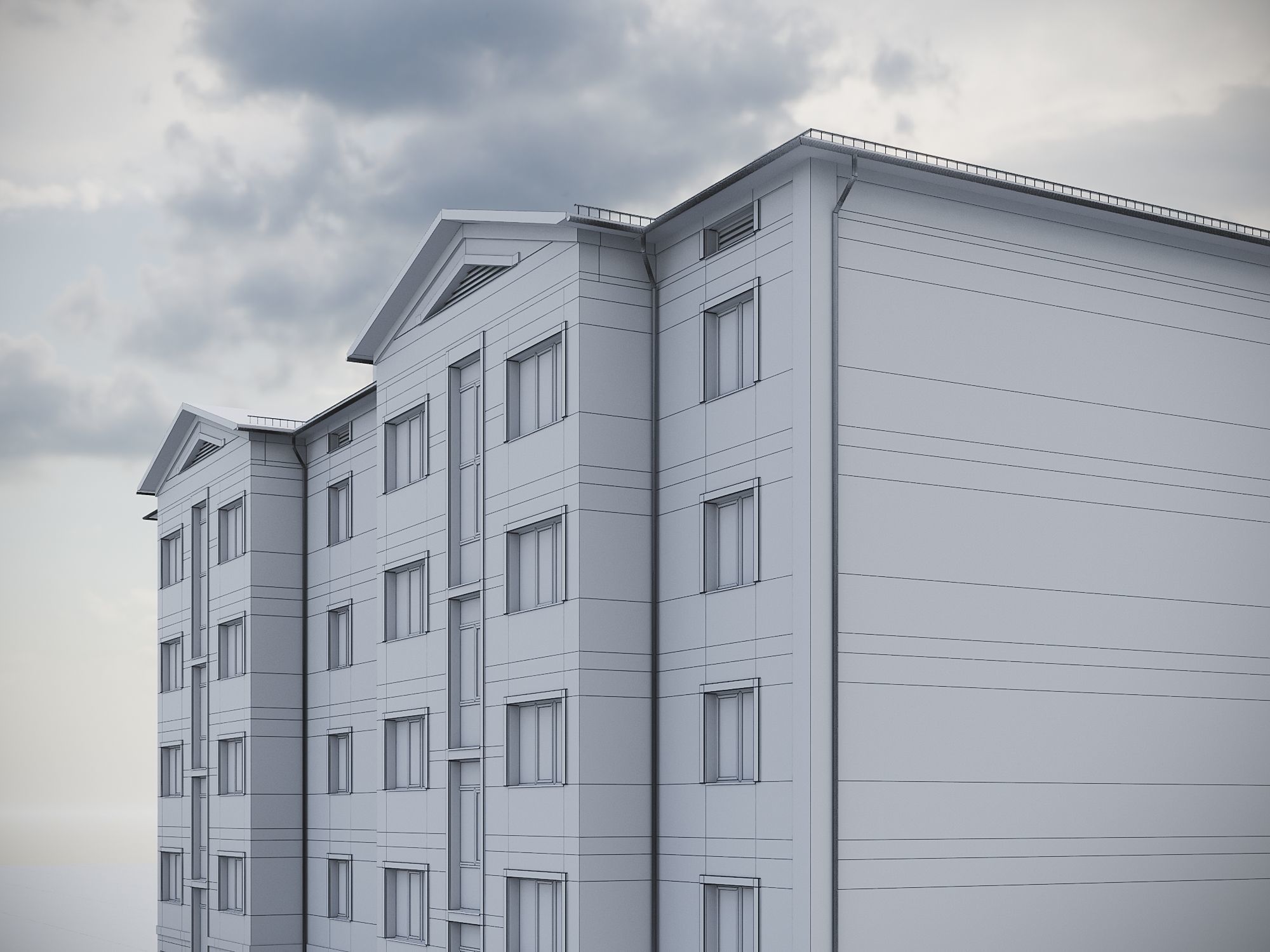 Brick Residential Building 011 3D model_18